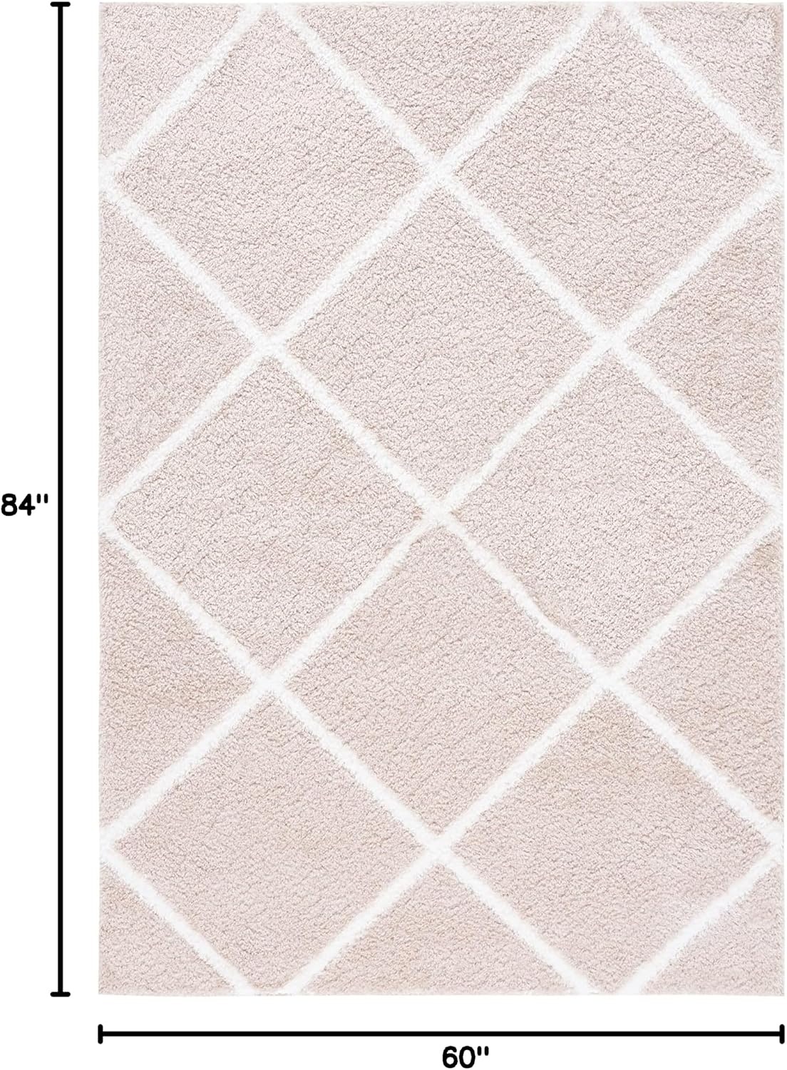image:imageSAFAVIEH Area Rug 8x10 Tahoe Shag Collection Large Black amp White Trellis Pattern NonShedding amp Easy Cleaning Plush Thick Pile Ideal for Living Room Bedroom Dining Space THO676ZBeigeWhite