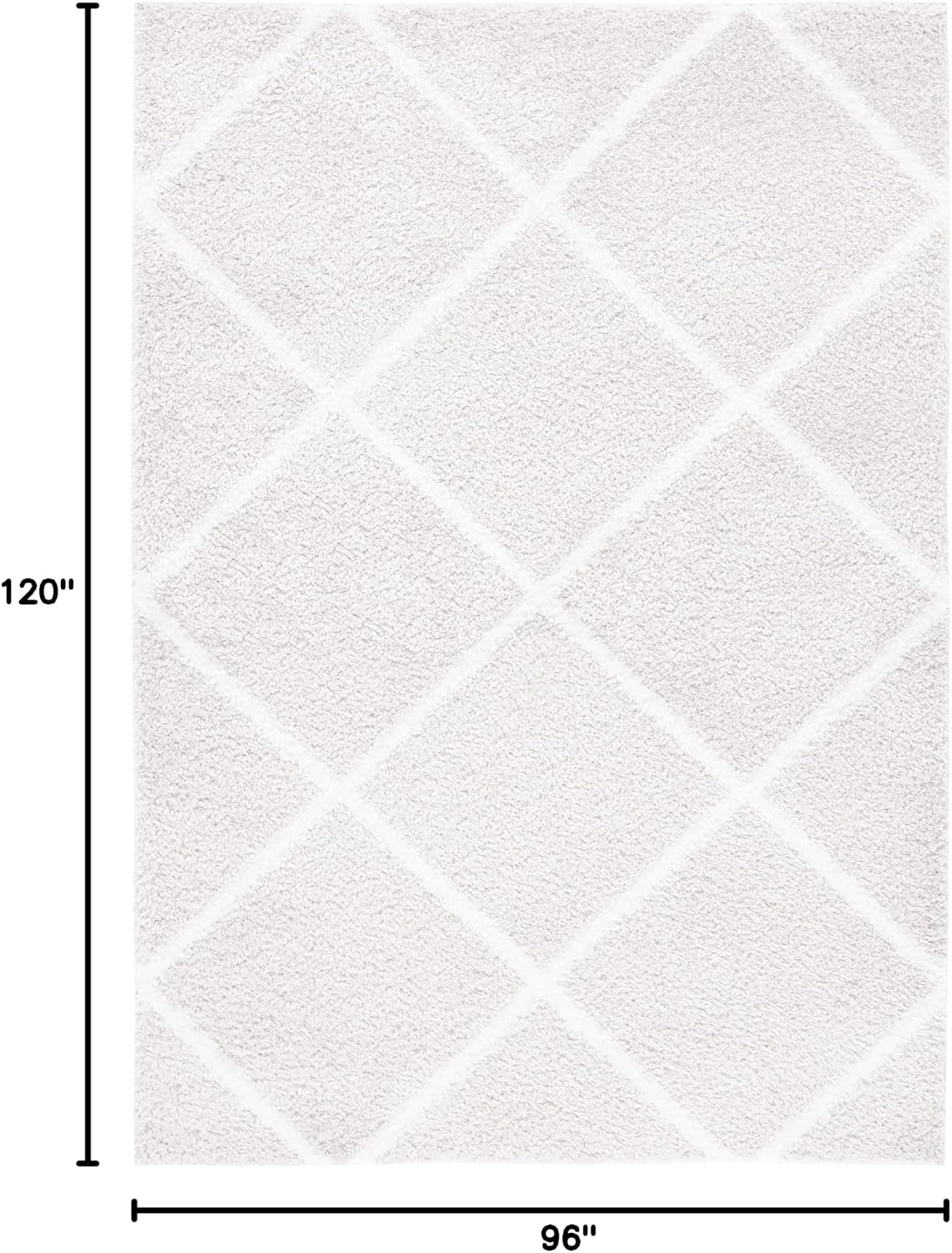 image:imageSAFAVIEH Area Rug 8x10 Tahoe Shag Collection Large Black amp White Trellis Pattern NonShedding amp Easy Cleaning Plush Thick Pile Ideal for Living Room Bedroom Dining Space THO676ZSilverWhite