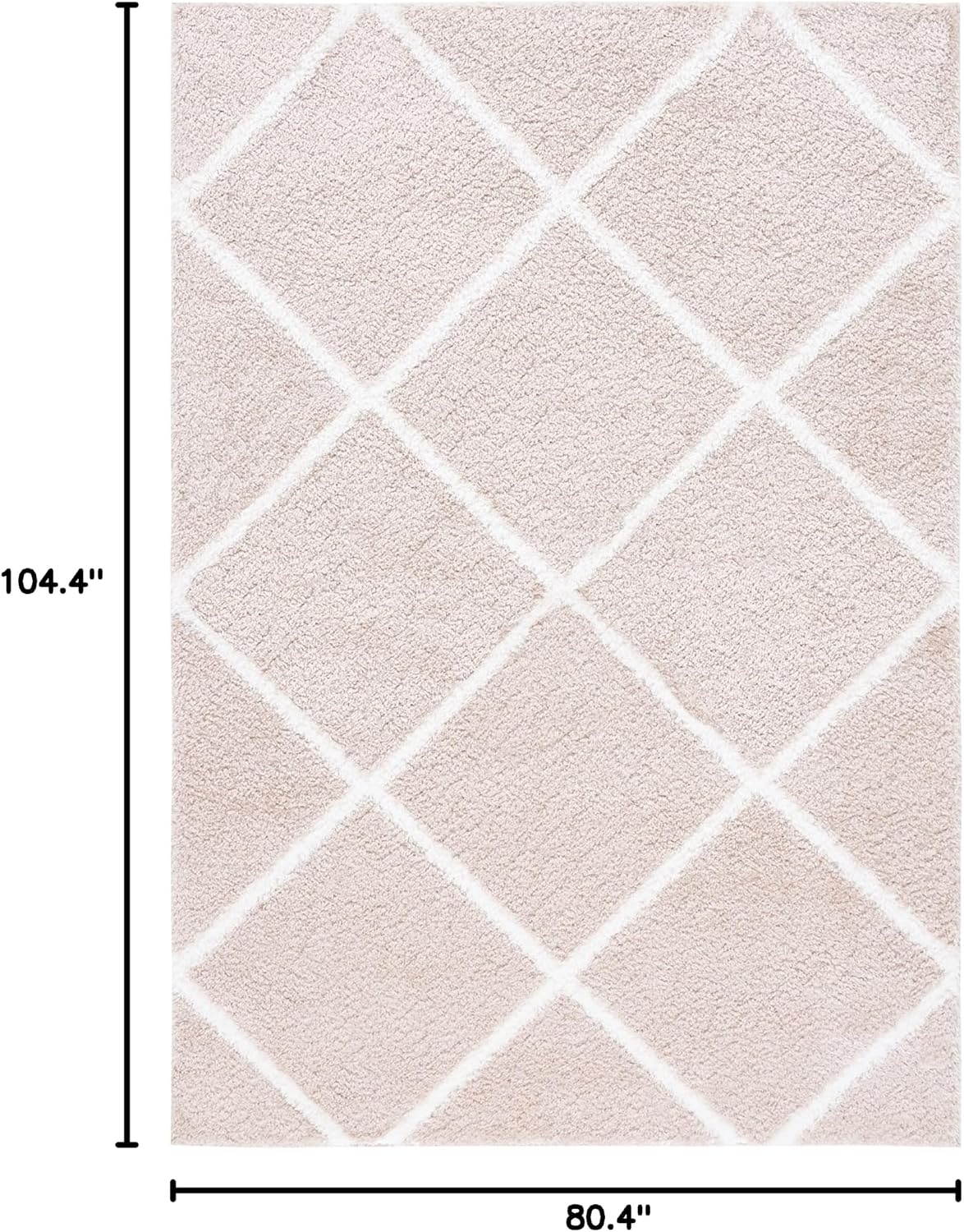 image:imageSAFAVIEH Area Rug 8x10 Tahoe Shag Collection Large Black amp White Trellis Pattern NonShedding amp Easy Cleaning Plush Thick Pile Ideal for Living Room Bedroom Dining Space THO676ZBeigeWhite