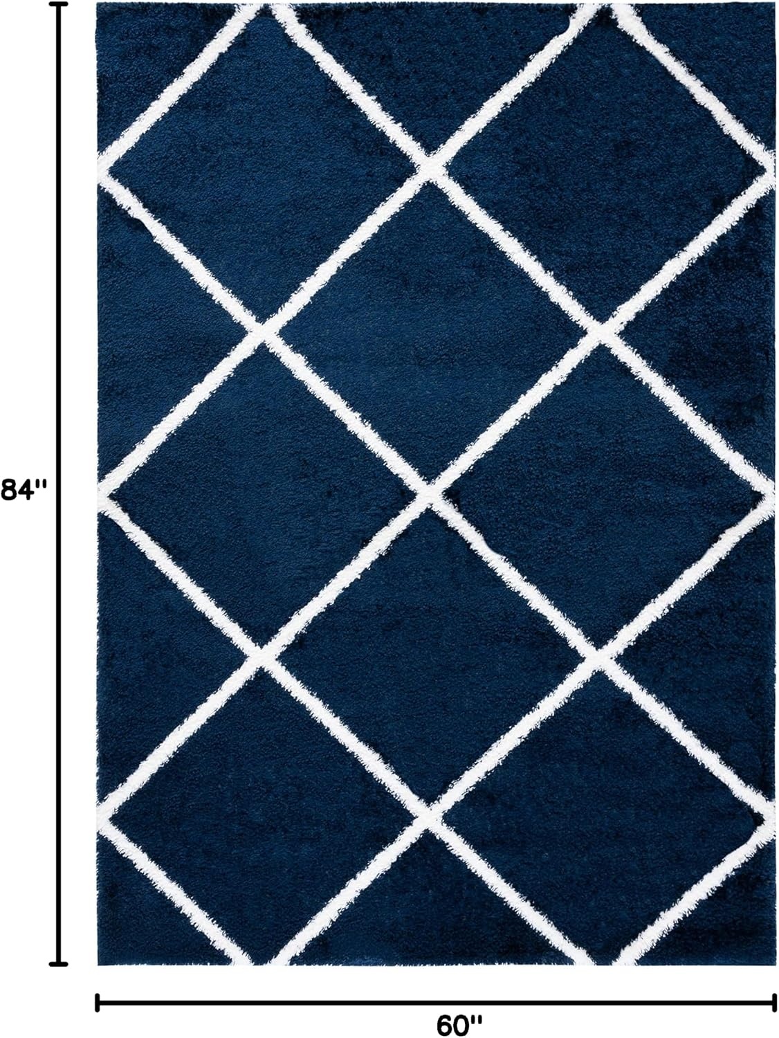 image:imageSAFAVIEH Area Rug 8x10 Tahoe Shag Collection Large Black amp White Trellis Pattern NonShedding amp Easy Cleaning Plush Thick Pile Ideal for Living Room Bedroom Dining Space THO676ZNavyWhite