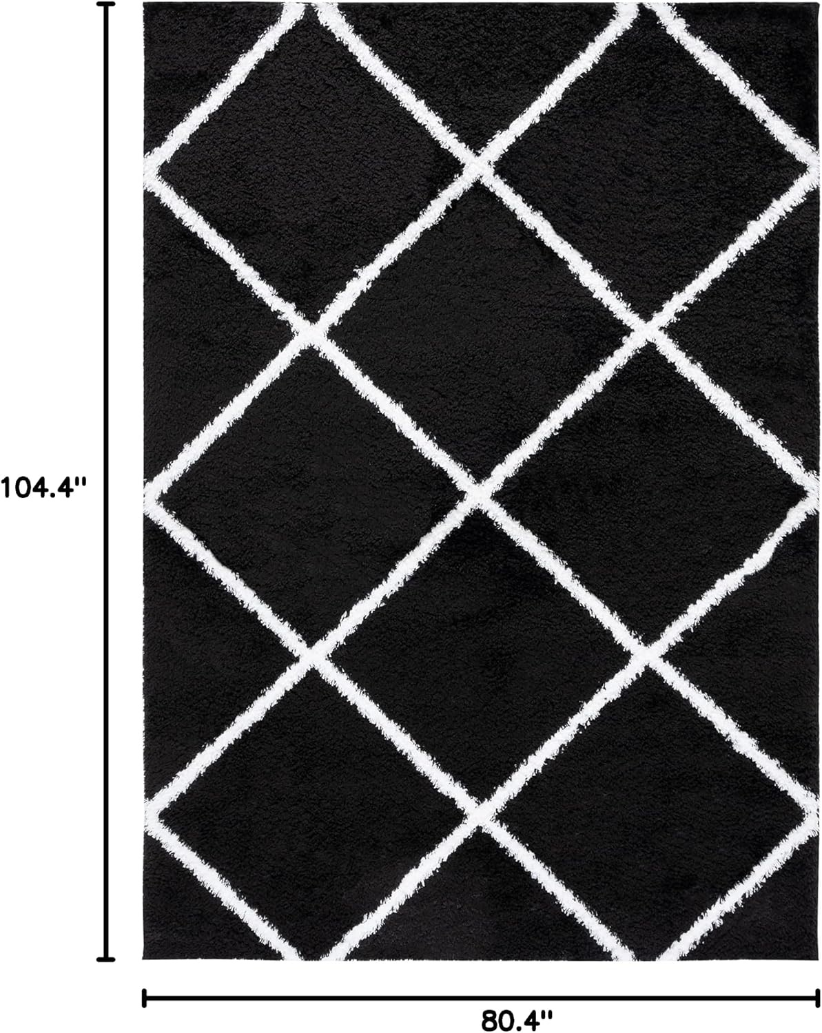 image:imageSAFAVIEH Area Rug 8x10 Tahoe Shag Collection Large Black amp White Trellis Pattern NonShedding amp Easy Cleaning Plush Thick Pile Ideal for Living Room Bedroom Dining Space THO676ZBlackWhite