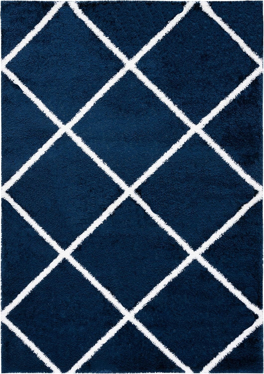 image:imageSAFAVIEH Area Rug 8x10 Tahoe Shag Collection Large Black amp White Trellis Pattern NonShedding amp Easy Cleaning Plush Thick Pile Ideal for Living Room Bedroom Dining Space THO676ZNavyWhite
