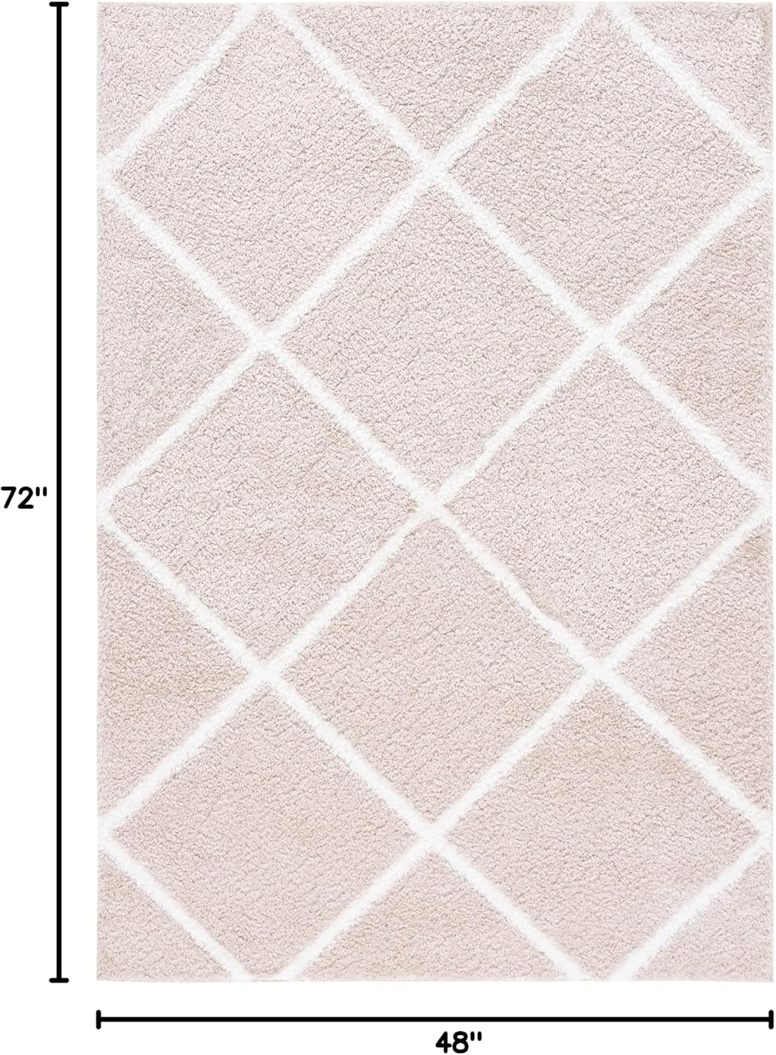 image:imageSAFAVIEH Area Rug 8x10 Tahoe Shag Collection Large Black amp White Trellis Pattern NonShedding amp Easy Cleaning Plush Thick Pile Ideal for Living Room Bedroom Dining Space THO676ZBeigeWhite