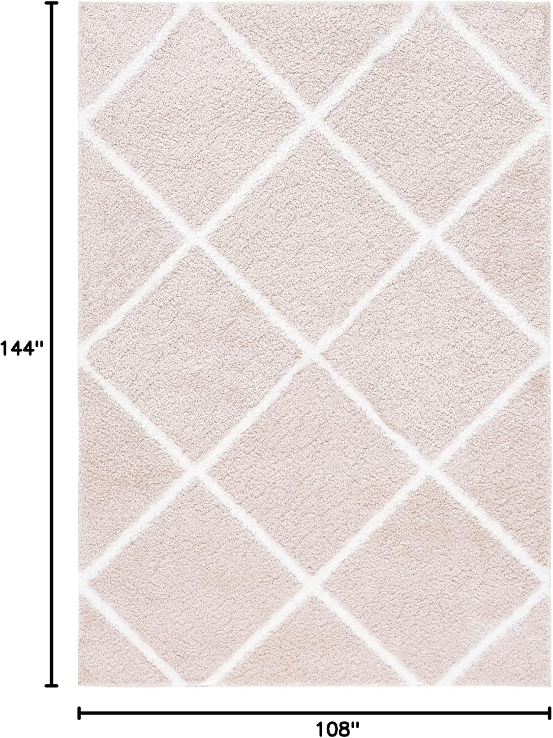 image:imageSAFAVIEH Area Rug 8x10 Tahoe Shag Collection Large Black amp White Trellis Pattern NonShedding amp Easy Cleaning Plush Thick Pile Ideal for Living Room Bedroom Dining Space THO676ZBeigeWhite