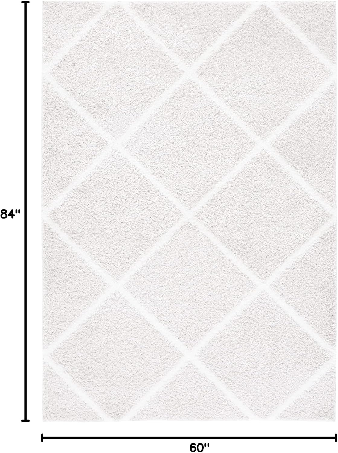 image:imageSAFAVIEH Area Rug 8x10 Tahoe Shag Collection Large Black amp White Trellis Pattern NonShedding amp Easy Cleaning Plush Thick Pile Ideal for Living Room Bedroom Dining Space THO676ZSilverWhite