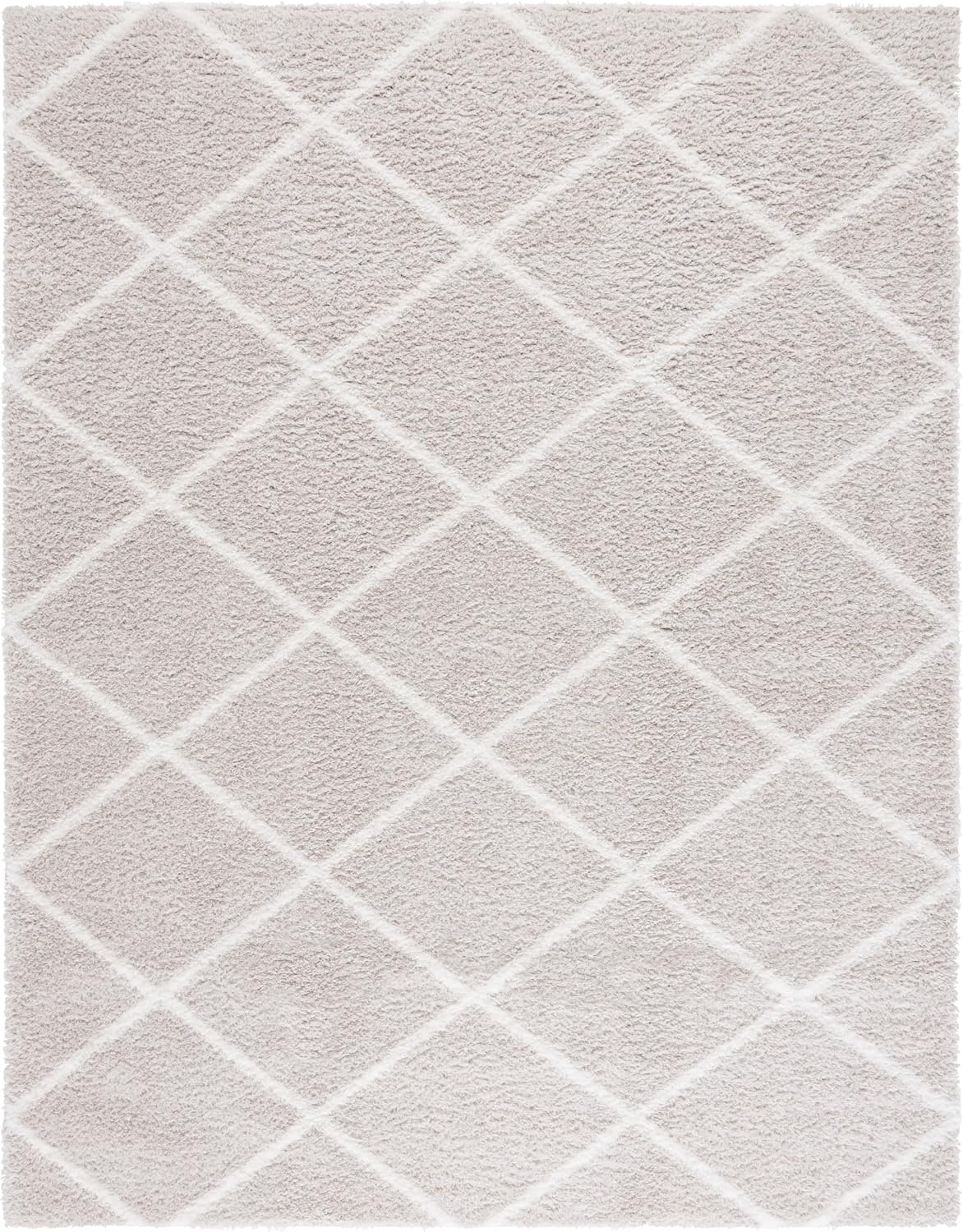 image:imageSAFAVIEH Area Rug 8x10 Tahoe Shag Collection Large Black amp White Trellis Pattern NonShedding amp Easy Cleaning Plush Thick Pile Ideal for Living Room Bedroom Dining Space THO676ZSilverWhite