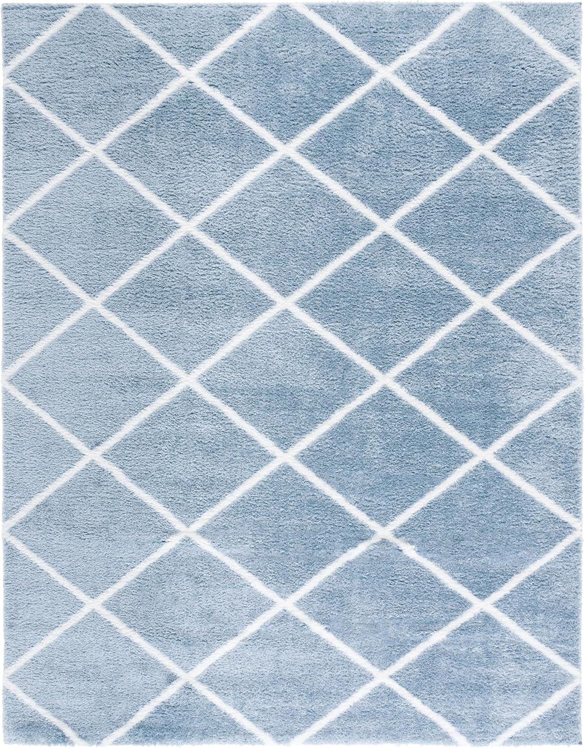 image:imageSAFAVIEH Area Rug 8x10 Tahoe Shag Collection Large Black amp White Trellis Pattern NonShedding amp Easy Cleaning Plush Thick Pile Ideal for Living Room Bedroom Dining Space THO676ZBlueWhite