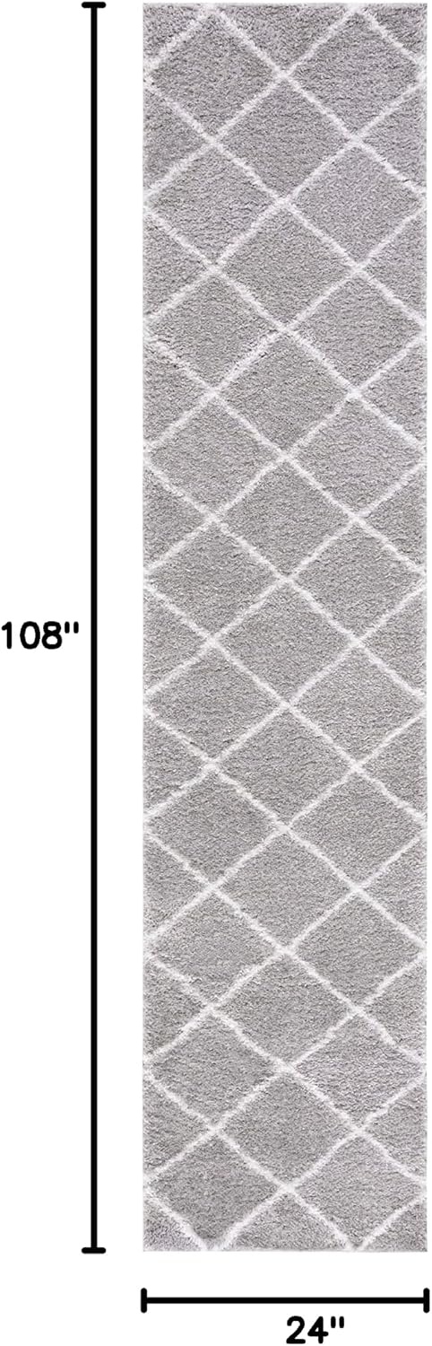 image:imageSAFAVIEH Area Rug 8x10 Tahoe Shag Collection Large Black amp White Trellis Pattern NonShedding amp Easy Cleaning Plush Thick Pile Ideal for Living Room Bedroom Dining Space THO676ZGreyWhite