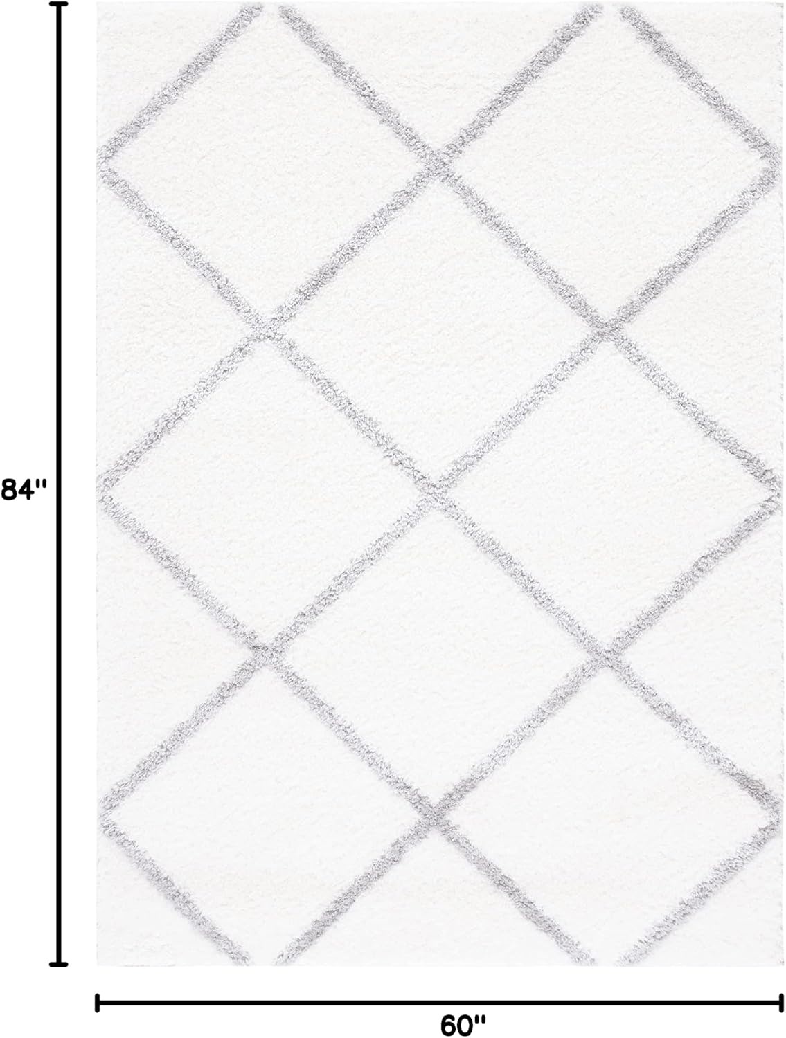 image:imageSAFAVIEH Area Rug 8x10 Tahoe Shag Collection Large Black amp White Trellis Pattern NonShedding amp Easy Cleaning Plush Thick Pile Ideal for Living Room Bedroom Dining Space THO676ZWhiteGrey