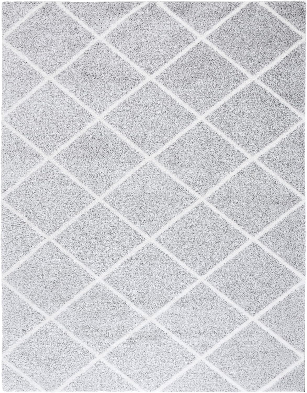 image:imageSAFAVIEH Area Rug 8x10 Tahoe Shag Collection Large Black amp White Trellis Pattern NonShedding amp Easy Cleaning Plush Thick Pile Ideal for Living Room Bedroom Dining Space THO676ZLight GreyWhite