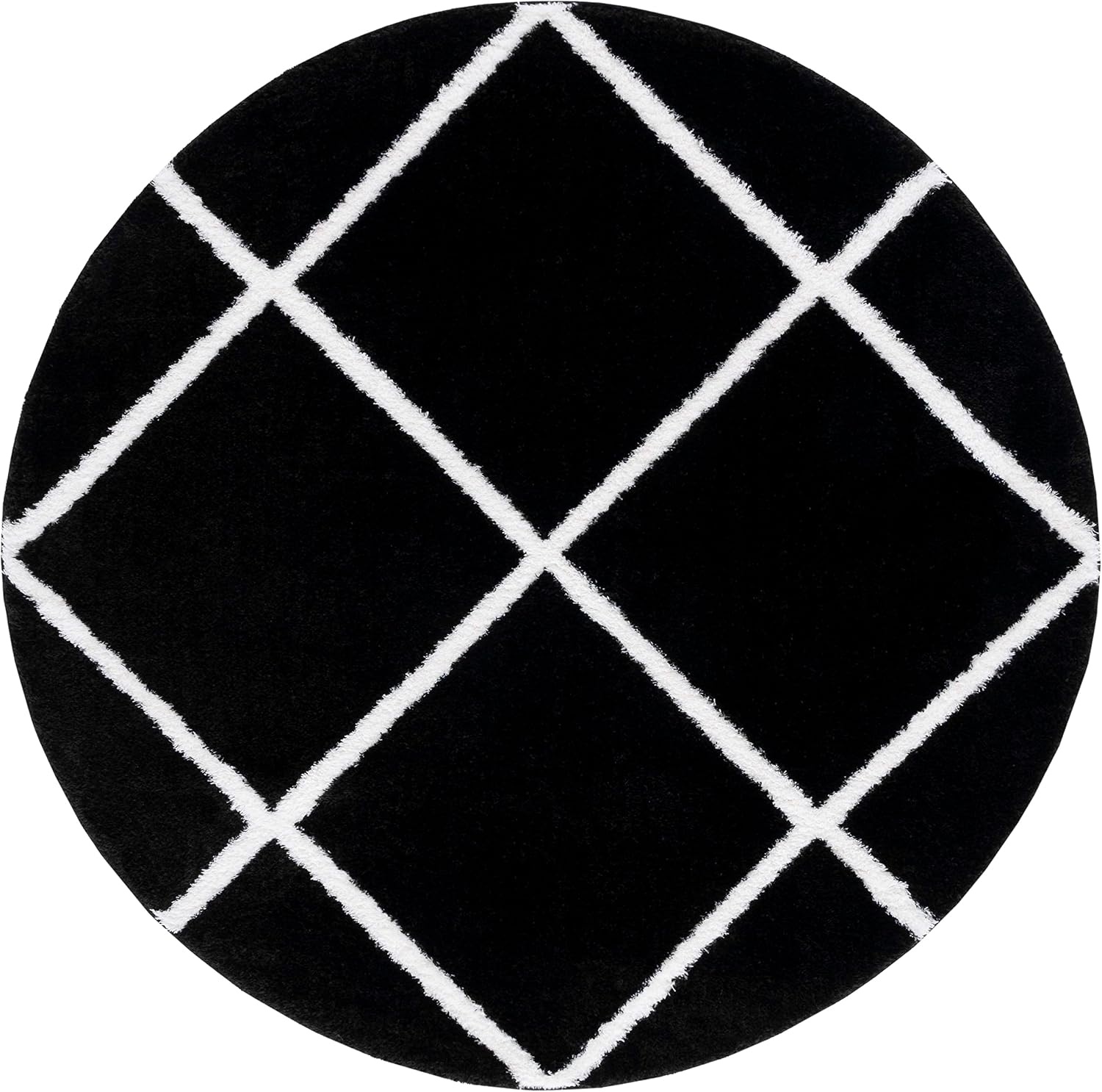 image:imageSAFAVIEH Area Rug 8x10 Tahoe Shag Collection Large Black amp White Trellis Pattern NonShedding amp Easy Cleaning Plush Thick Pile Ideal for Living Room Bedroom Dining Space THO676ZBlackWhite