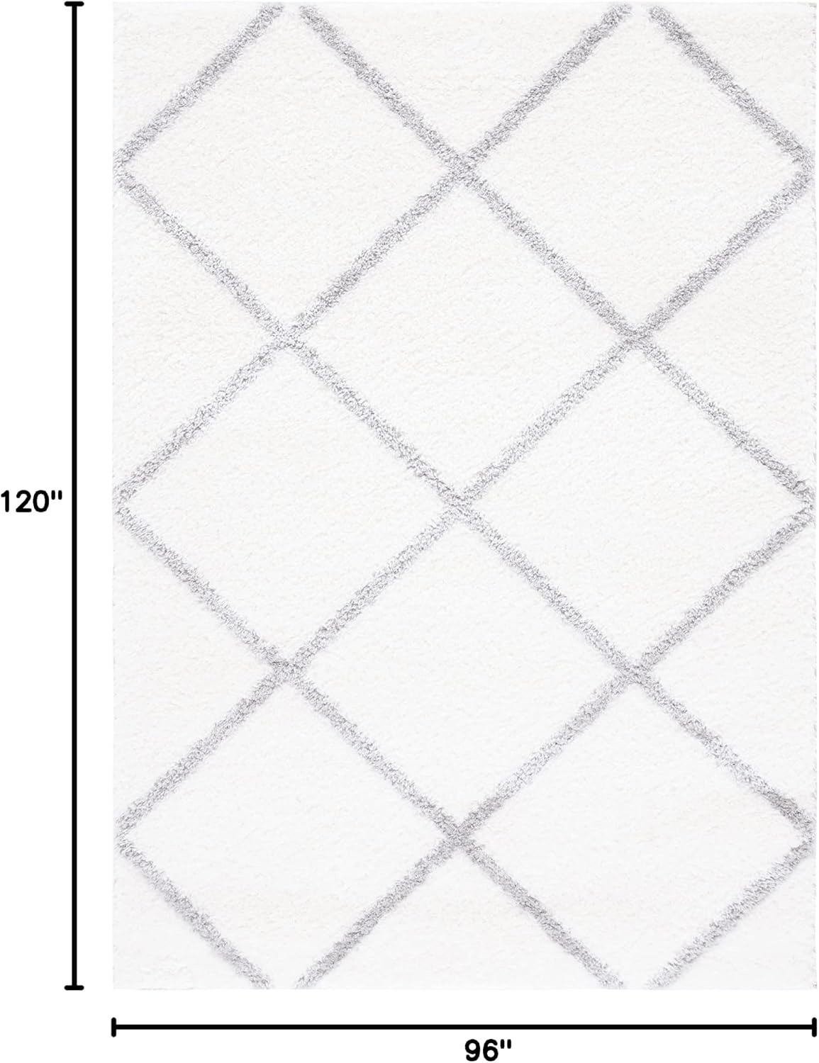 image:imageSAFAVIEH Area Rug 8x10 Tahoe Shag Collection Large Black amp White Trellis Pattern NonShedding amp Easy Cleaning Plush Thick Pile Ideal for Living Room Bedroom Dining Space THO676ZWhiteGrey