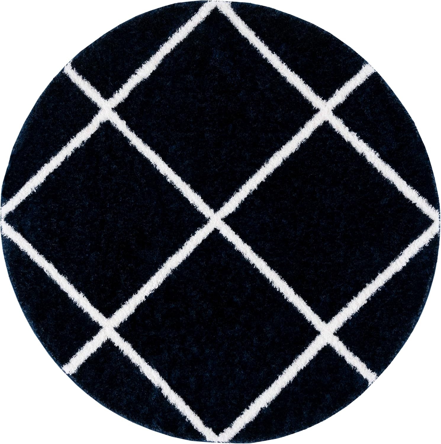 image:imageSAFAVIEH Area Rug 8x10 Tahoe Shag Collection Large Black amp White Trellis Pattern NonShedding amp Easy Cleaning Plush Thick Pile Ideal for Living Room Bedroom Dining Space THO676ZNavyWhite