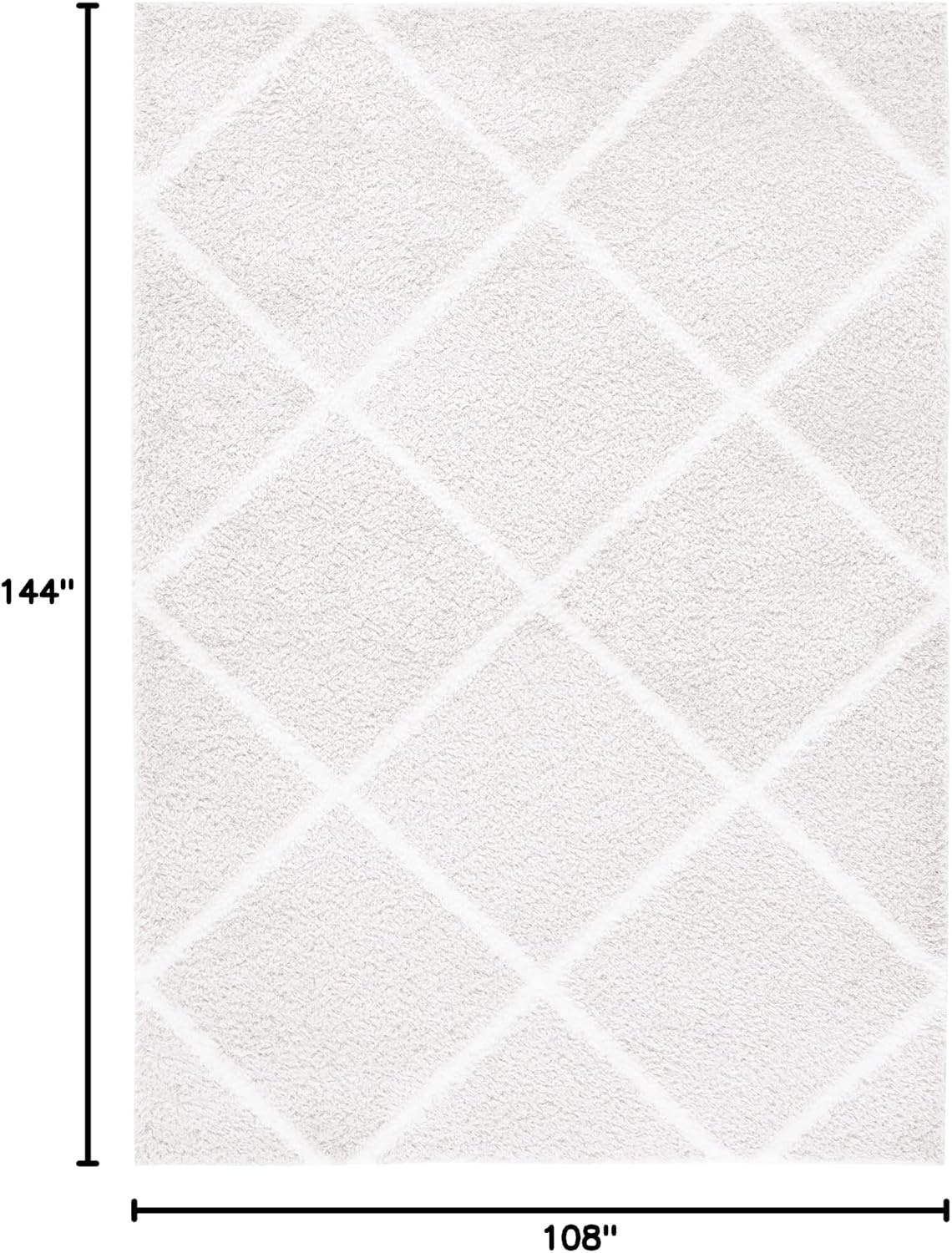 image:imageSAFAVIEH Area Rug 8x10 Tahoe Shag Collection Large Black amp White Trellis Pattern NonShedding amp Easy Cleaning Plush Thick Pile Ideal for Living Room Bedroom Dining Space THO676ZSilverWhite