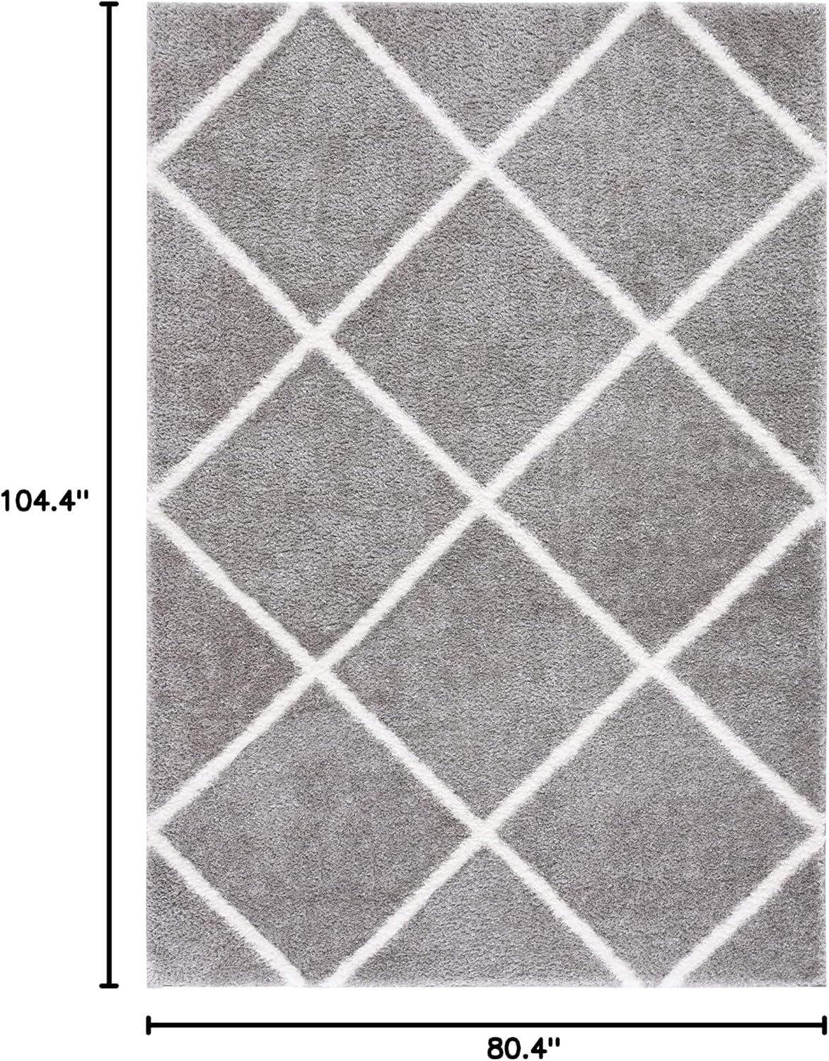 image:imageSAFAVIEH Area Rug 8x10 Tahoe Shag Collection Large Black amp White Trellis Pattern NonShedding amp Easy Cleaning Plush Thick Pile Ideal for Living Room Bedroom Dining Space THO676ZGreyWhite