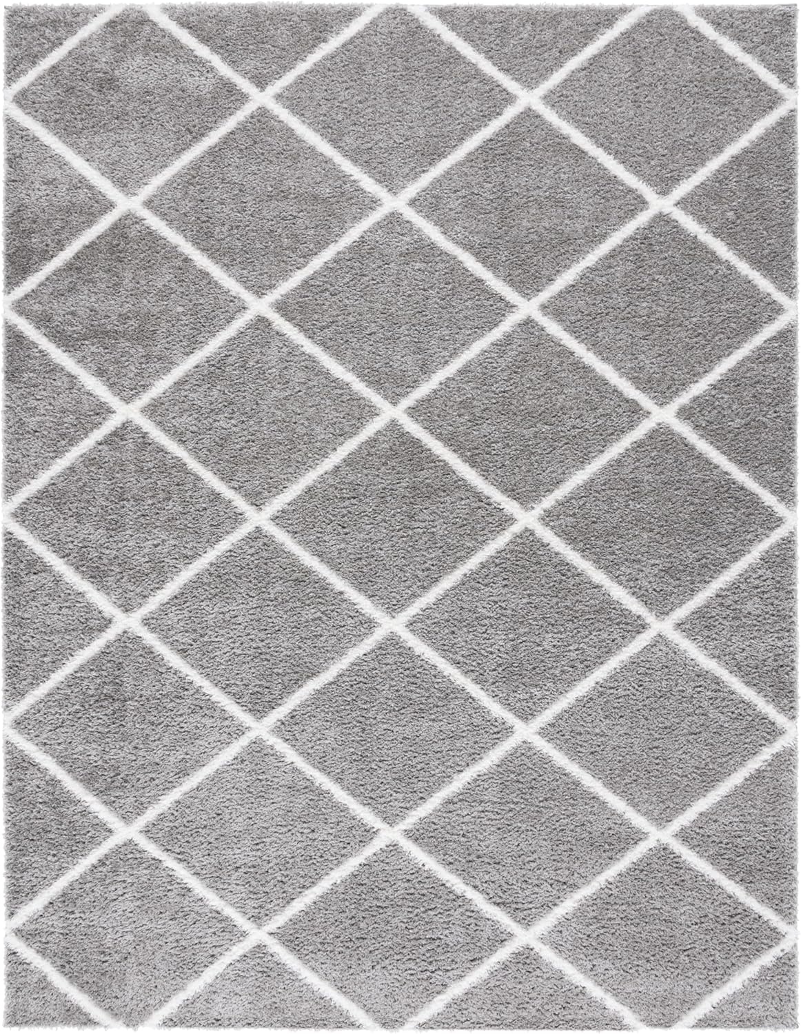 image:imageSAFAVIEH Area Rug 8x10 Tahoe Shag Collection Large Black amp White Trellis Pattern NonShedding amp Easy Cleaning Plush Thick Pile Ideal for Living Room Bedroom Dining Space THO676ZGreyWhite