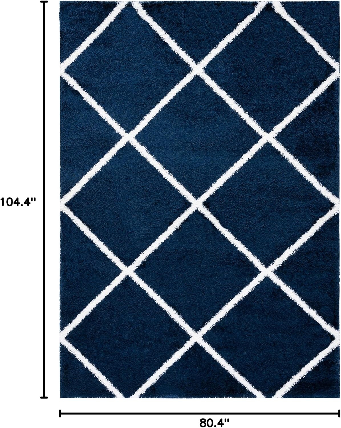 image:imageSAFAVIEH Area Rug 8x10 Tahoe Shag Collection Large Black amp White Trellis Pattern NonShedding amp Easy Cleaning Plush Thick Pile Ideal for Living Room Bedroom Dining Space THO676ZNavyWhite