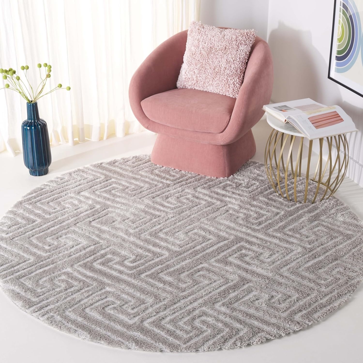 image:imageSAFAVIEH Area Rug 8x10 Tahoe Shag Collection Large Grey Modern Design NonShedding amp Easy Cleaning Plush Thick Pile Ideal for Living Room Bedroom Dining Space THO652FGrey
