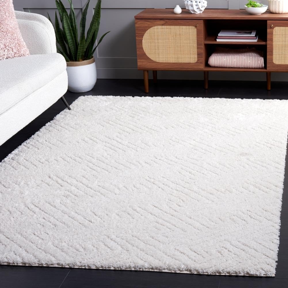 image:imageSAFAVIEH Area Rug 8x10 Tahoe Shag Collection Large Grey Modern Design NonShedding amp Easy Cleaning Plush Thick Pile Ideal for Living Room Bedroom Dining Space THO652FIvory