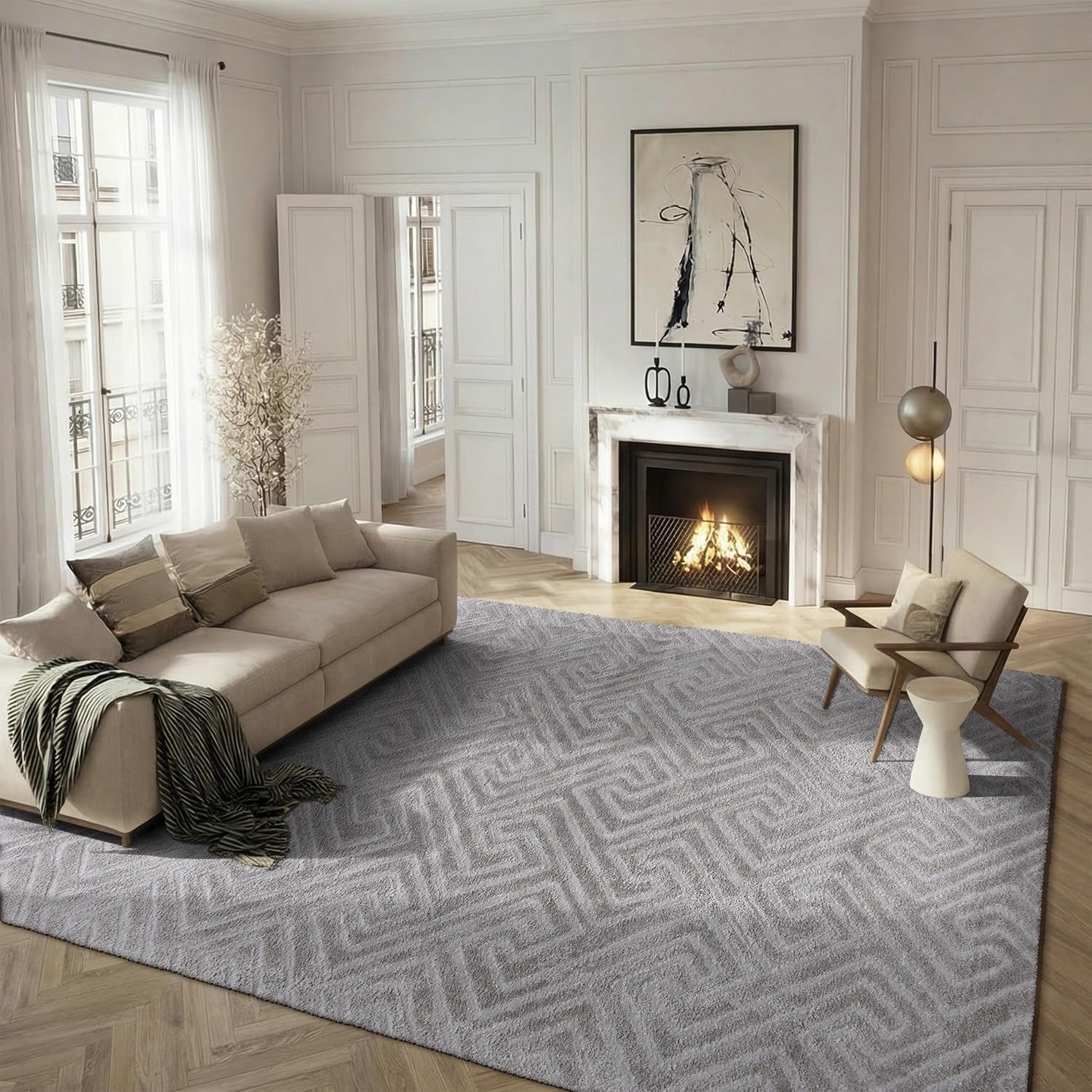 image:imageSAFAVIEH Area Rug 8x10 Tahoe Shag Collection Large Grey Modern Design NonShedding amp Easy Cleaning Plush Thick Pile Ideal for Living Room Bedroom Dining Space THO652FGrey
