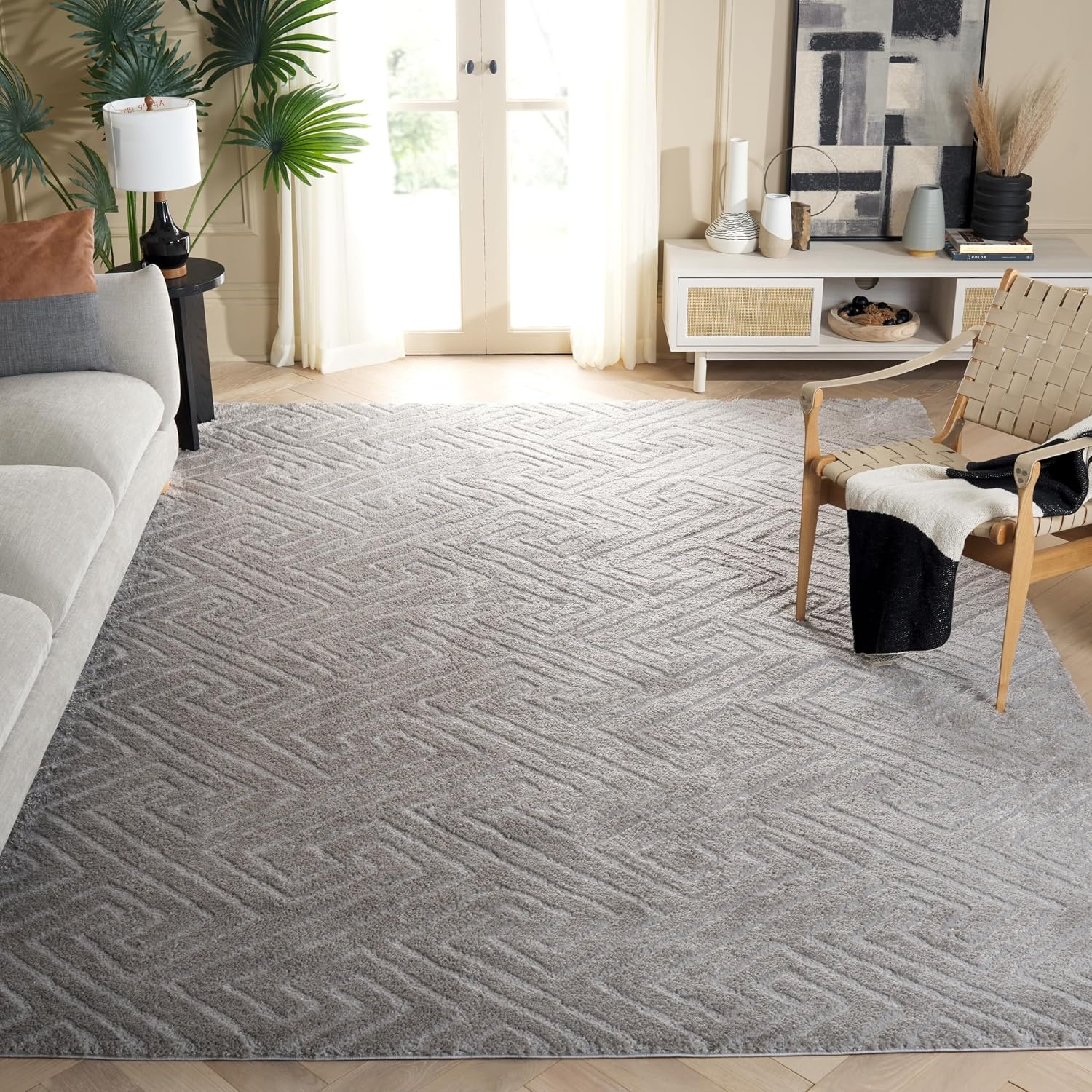 image:imageSAFAVIEH Area Rug 8x10 Tahoe Shag Collection Large Grey Modern Design NonShedding amp Easy Cleaning Plush Thick Pile Ideal for Living Room Bedroom Dining Space THO652FGrey