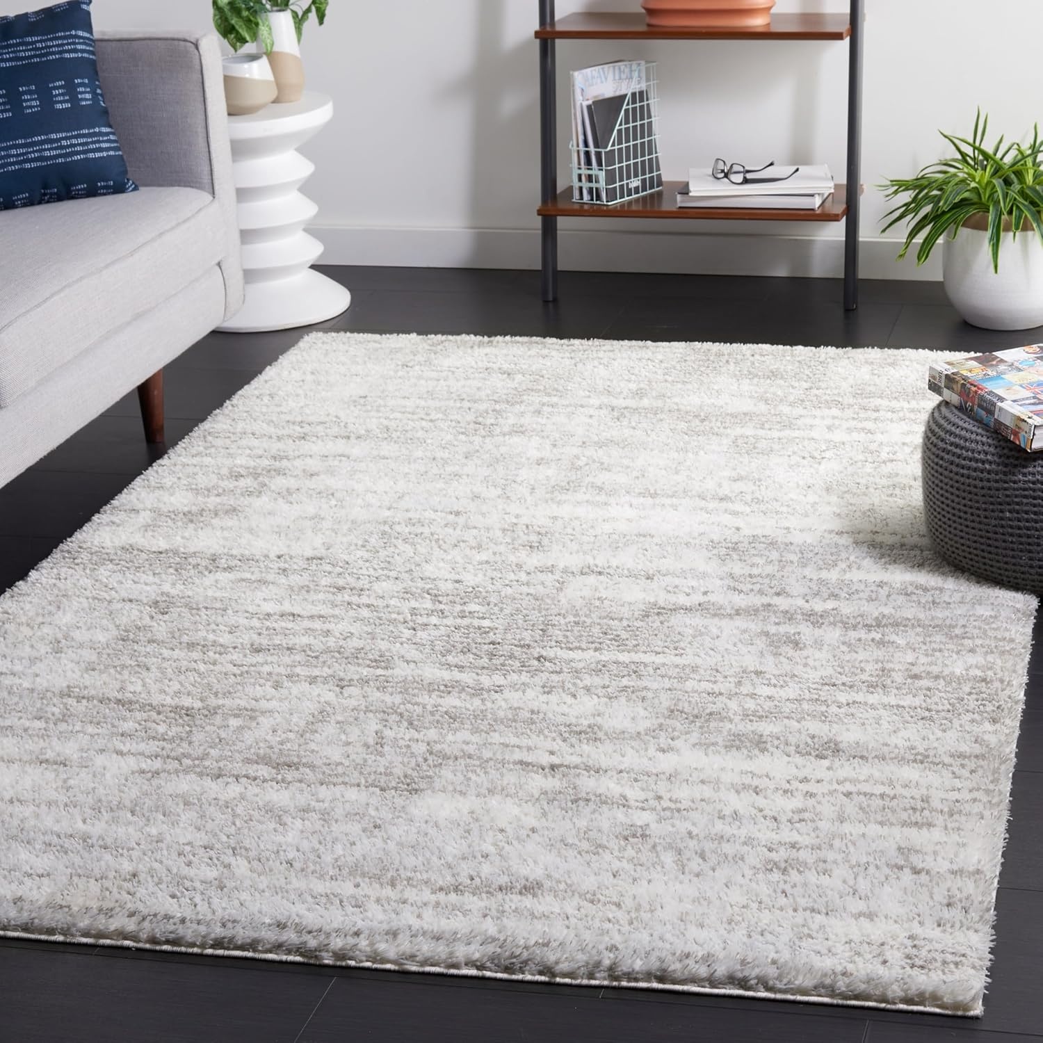image:imageSAFAVIEH Area Rug 8x10 Tahoe Shag Collection Large Ivory amp Grey Modern Design NonShedding amp Easy Cleaning Plush Thick Pile Ideal for Living Room Bedroom Dining Space THO653AIvoryGrey