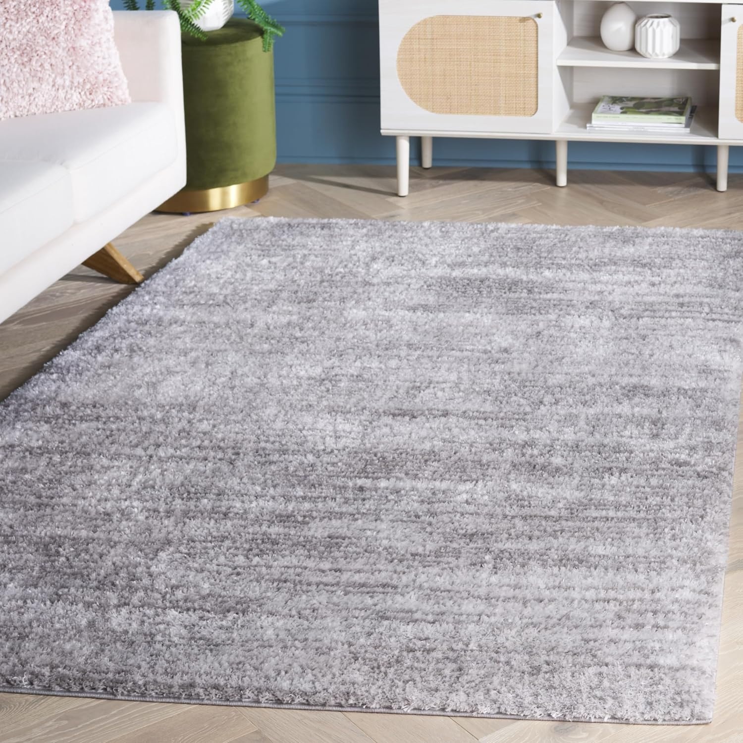 image:imageSAFAVIEH Area Rug 8x10 Tahoe Shag Collection Large Ivory amp Grey Modern Design NonShedding amp Easy Cleaning Plush Thick Pile Ideal for Living Room Bedroom Dining Space THO653AGreyDark Grey