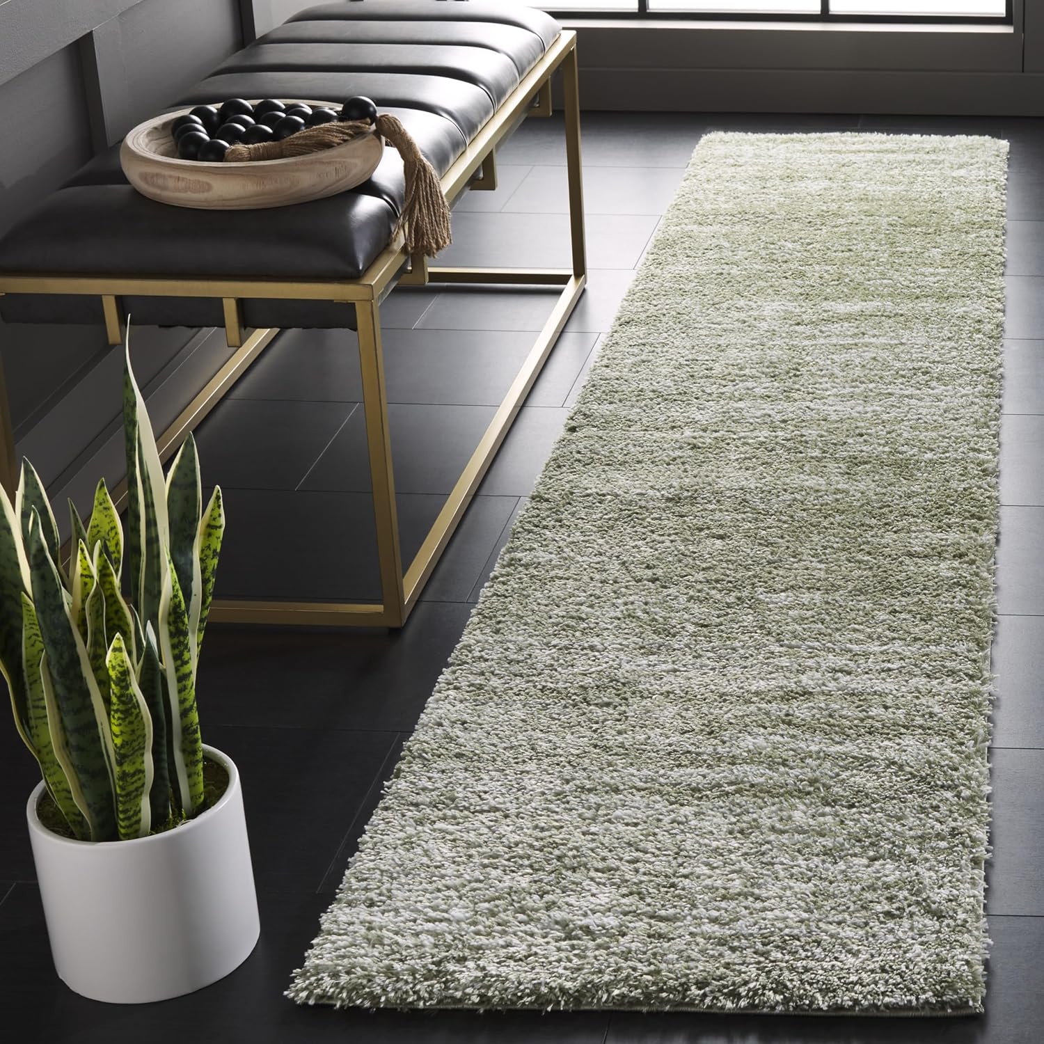image:imageSAFAVIEH Area Rug 8x10 Tahoe Shag Collection Large Ivory amp Grey Modern Design NonShedding amp Easy Cleaning Plush Thick Pile Ideal for Living Room Bedroom Dining Space THO653ASageIvory
