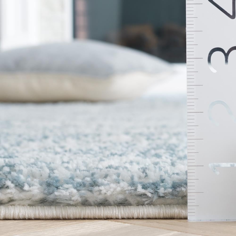 image:imageSAFAVIEH Area Rug 8x10 Tahoe Shag Collection Large Ivory amp Grey Modern Design NonShedding amp Easy Cleaning Plush Thick Pile Ideal for Living Room Bedroom Dining Space THO653ABlueIvory