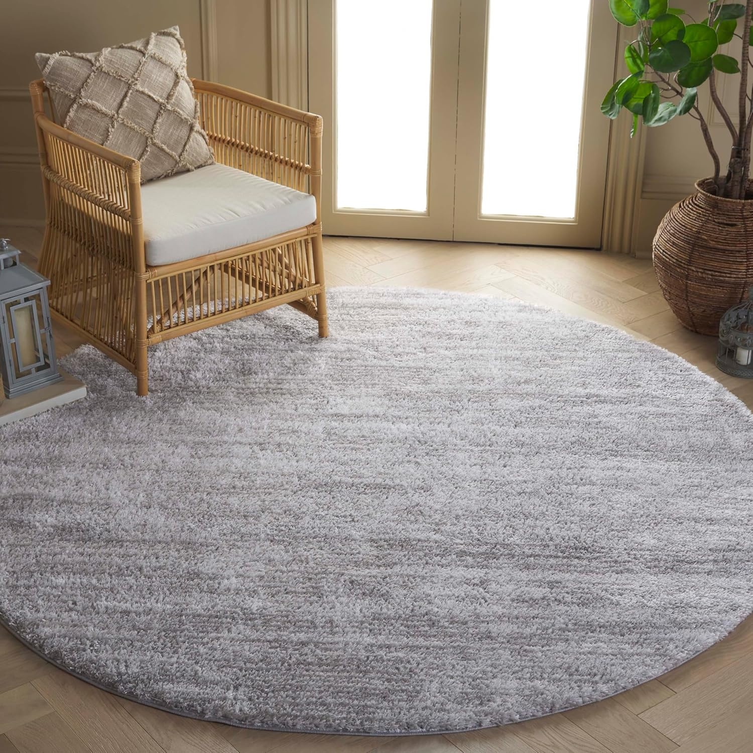image:imageSAFAVIEH Area Rug 8x10 Tahoe Shag Collection Large Ivory amp Grey Modern Design NonShedding amp Easy Cleaning Plush Thick Pile Ideal for Living Room Bedroom Dining Space THO653AGreyDark Grey