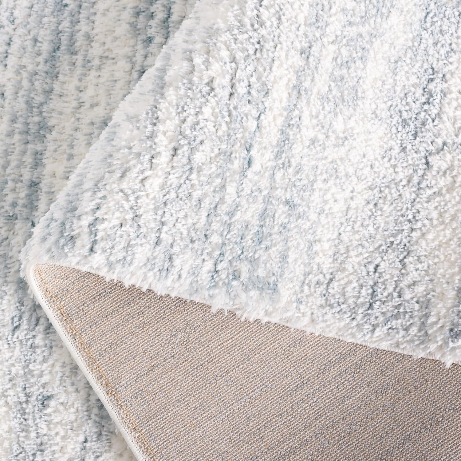 image:imageSAFAVIEH Area Rug 8x10 Tahoe Shag Collection Large Ivory amp Grey Modern Design NonShedding amp Easy Cleaning Plush Thick Pile Ideal for Living Room Bedroom Dining Space THO653ABlueIvory