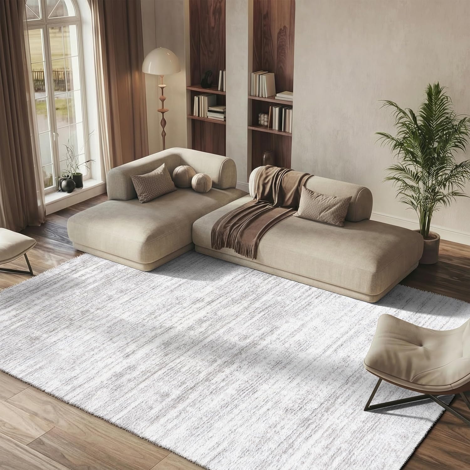 image:imageSAFAVIEH Area Rug 8x10 Tahoe Shag Collection Large Ivory amp Grey Modern Design NonShedding amp Easy Cleaning Plush Thick Pile Ideal for Living Room Bedroom Dining Space THO653AIvoryGrey