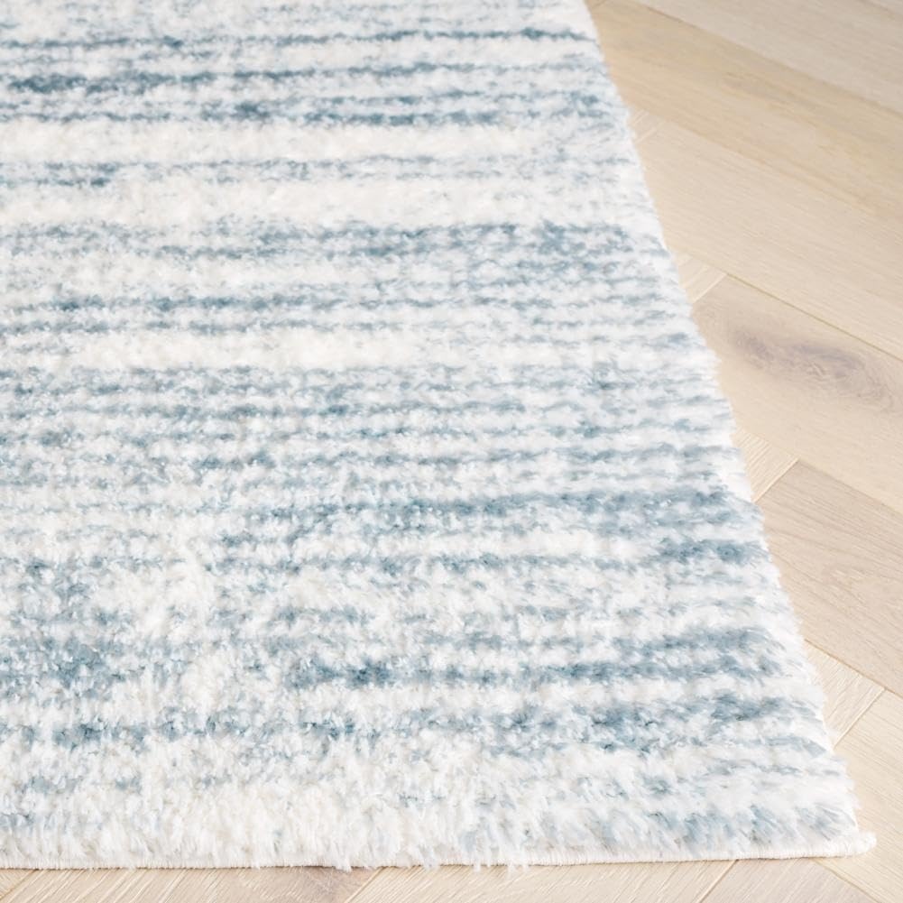 image:imageSAFAVIEH Area Rug 8x10 Tahoe Shag Collection Large Ivory amp Grey Modern Design NonShedding amp Easy Cleaning Plush Thick Pile Ideal for Living Room Bedroom Dining Space THO653ABlueIvory