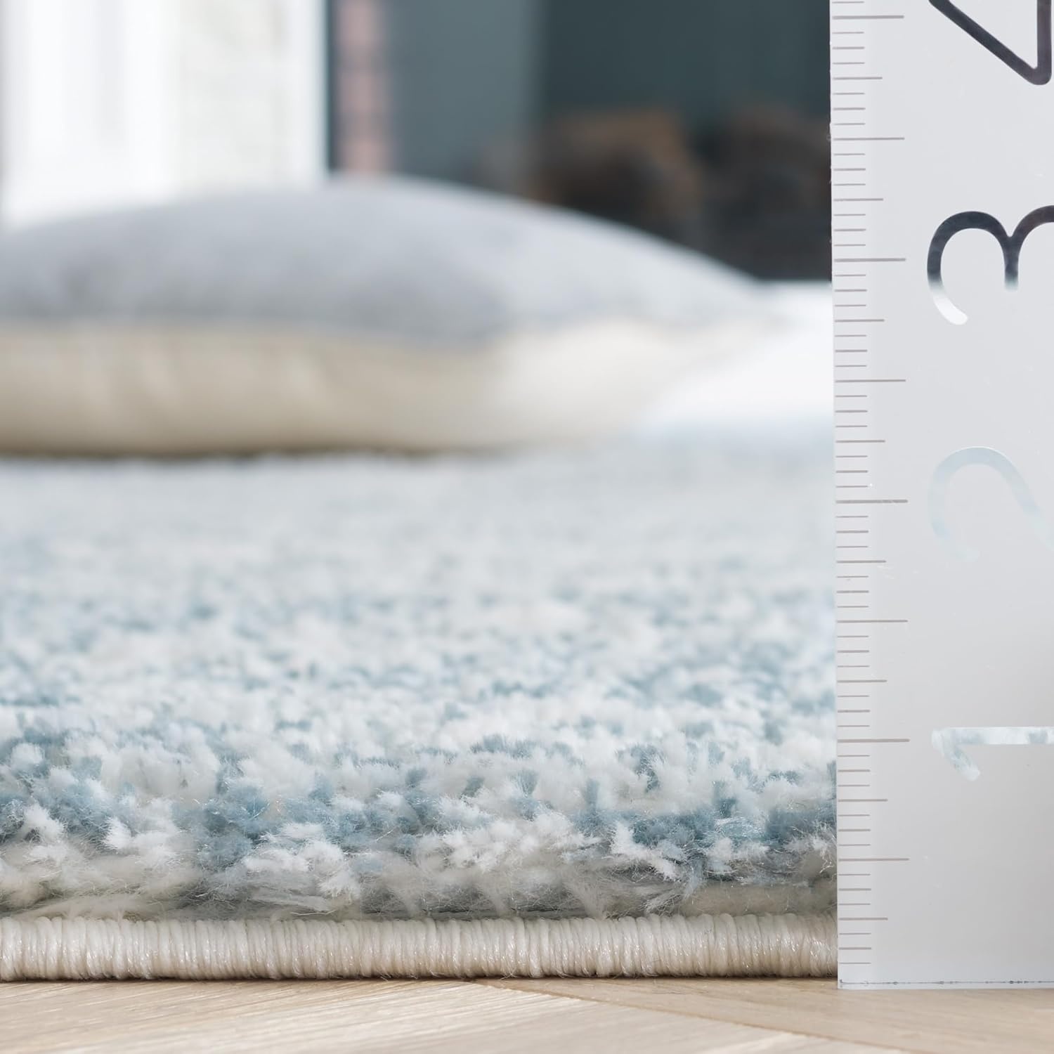 image:imageSAFAVIEH Area Rug 8x10 Tahoe Shag Collection Large Ivory amp Grey Modern Design NonShedding amp Easy Cleaning Plush Thick Pile Ideal for Living Room Bedroom Dining Space THO653ABlueIvory