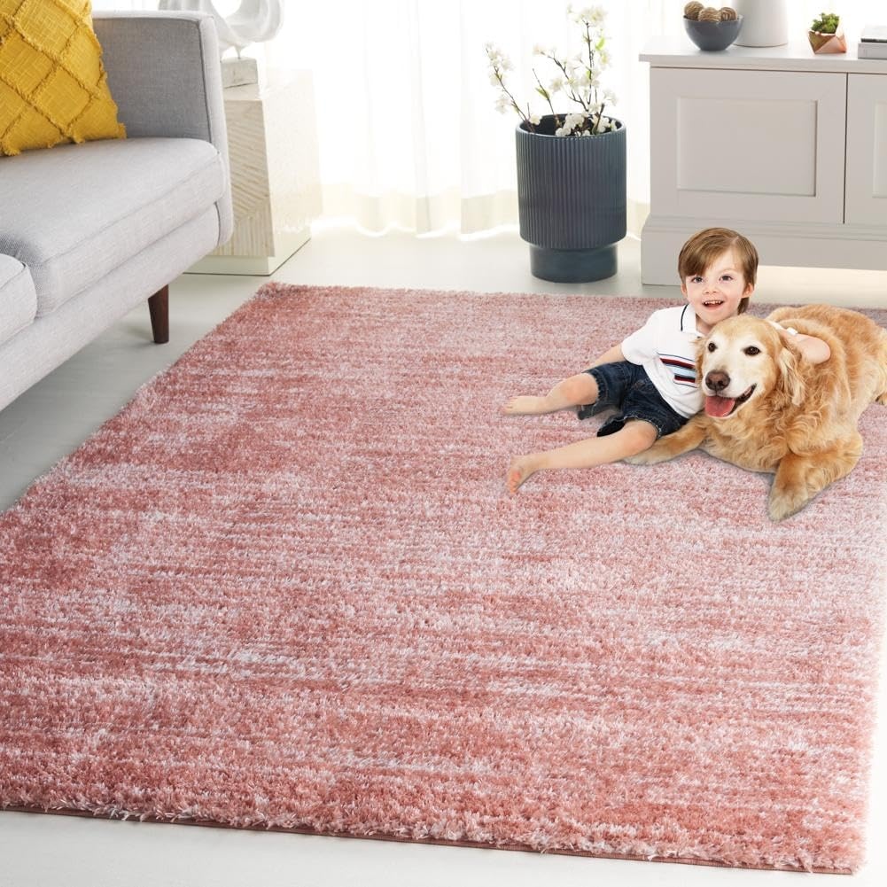 image:imageSAFAVIEH Area Rug 8x10 Tahoe Shag Collection Large Ivory amp Grey Modern Design NonShedding amp Easy Cleaning Plush Thick Pile Ideal for Living Room Bedroom Dining Space THO653APinkIvory