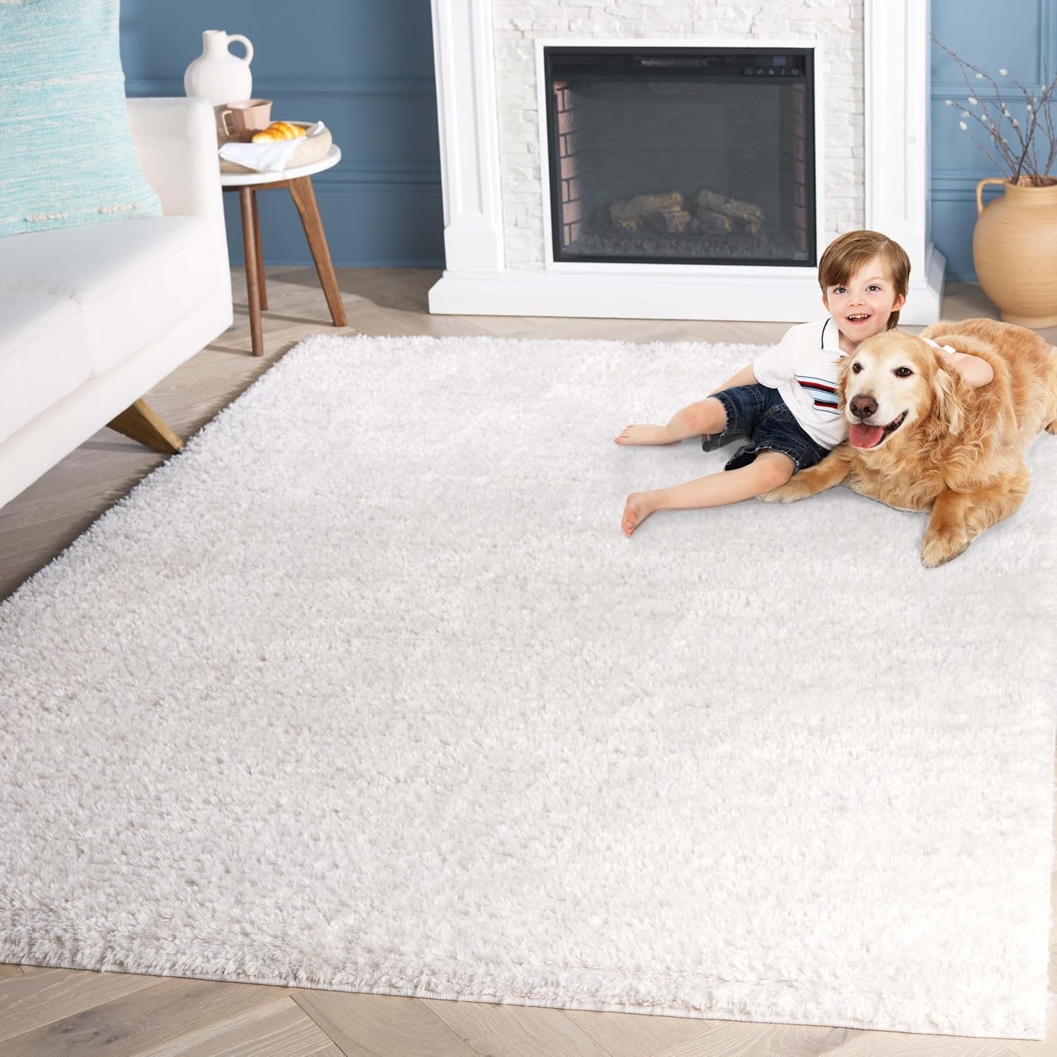 image:imageSAFAVIEH Area Rug 8x10 Tahoe Shag Collection Large Ivory amp Grey Modern Design NonShedding amp Easy Cleaning Plush Thick Pile Ideal for Living Room Bedroom Dining Space THO653AIvoryTaupe