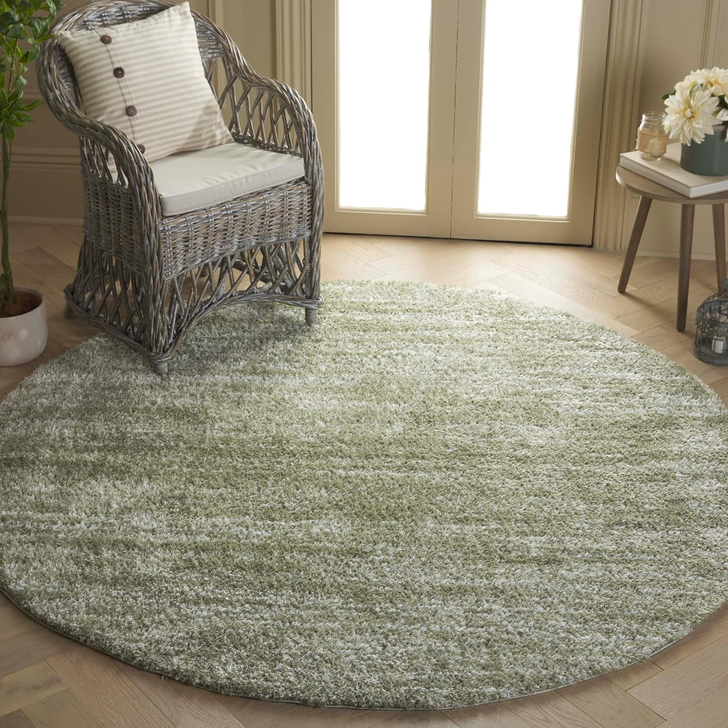 image:imageSAFAVIEH Area Rug 8x10 Tahoe Shag Collection Large Ivory amp Grey Modern Design NonShedding amp Easy Cleaning Plush Thick Pile Ideal for Living Room Bedroom Dining Space THO653ASageIvory