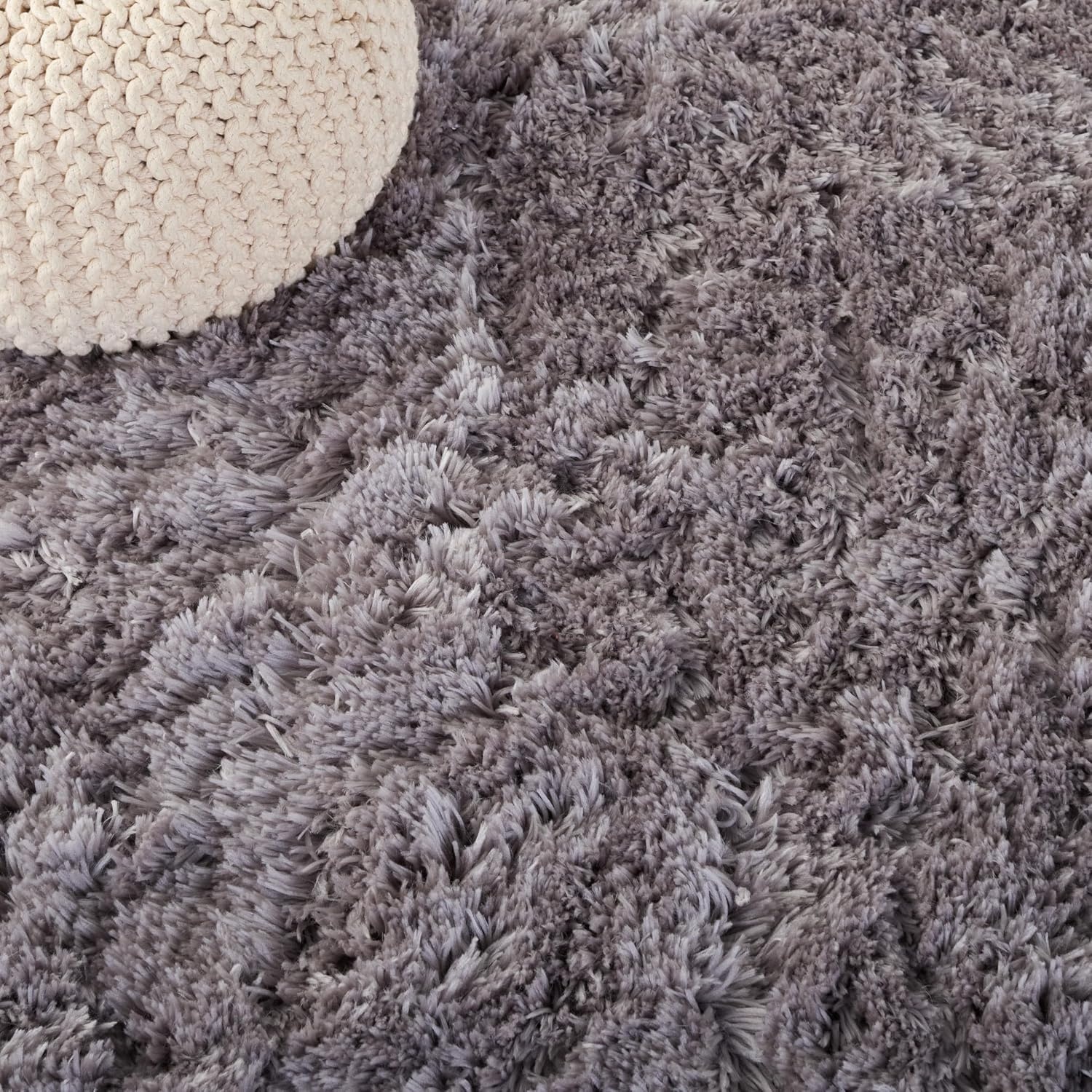 image:imageSAFAVIEH Artic Shag Collection Area Rug 86 x 12 Ivory Handmade Glam 3inch Thick Ideal for High Traffic Areas in Living Room Bedroom SG270AGrey