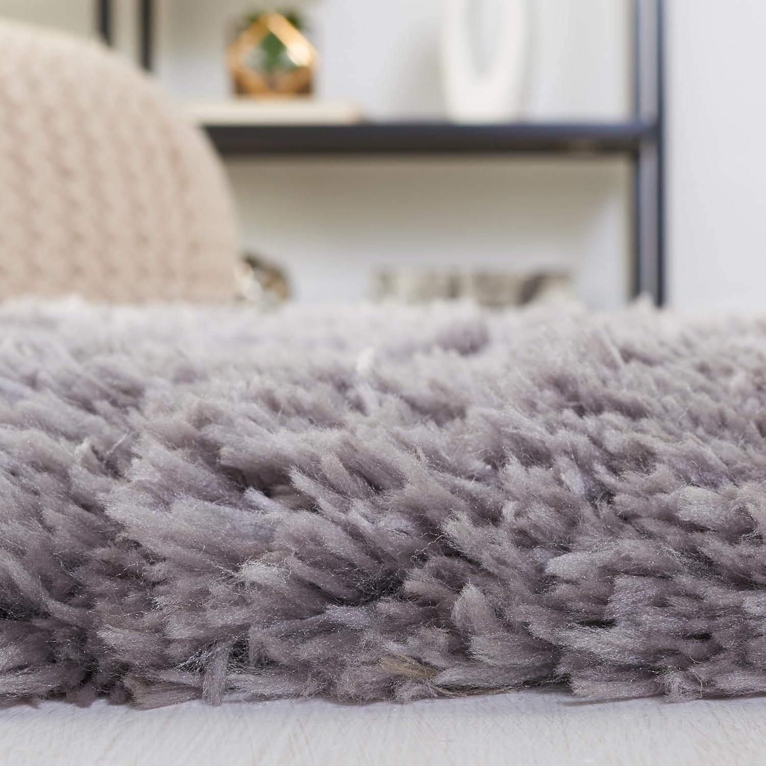 image:imageSAFAVIEH Artic Shag Collection Area Rug 86 x 12 Ivory Handmade Glam 3inch Thick Ideal for High Traffic Areas in Living Room Bedroom SG270AGrey