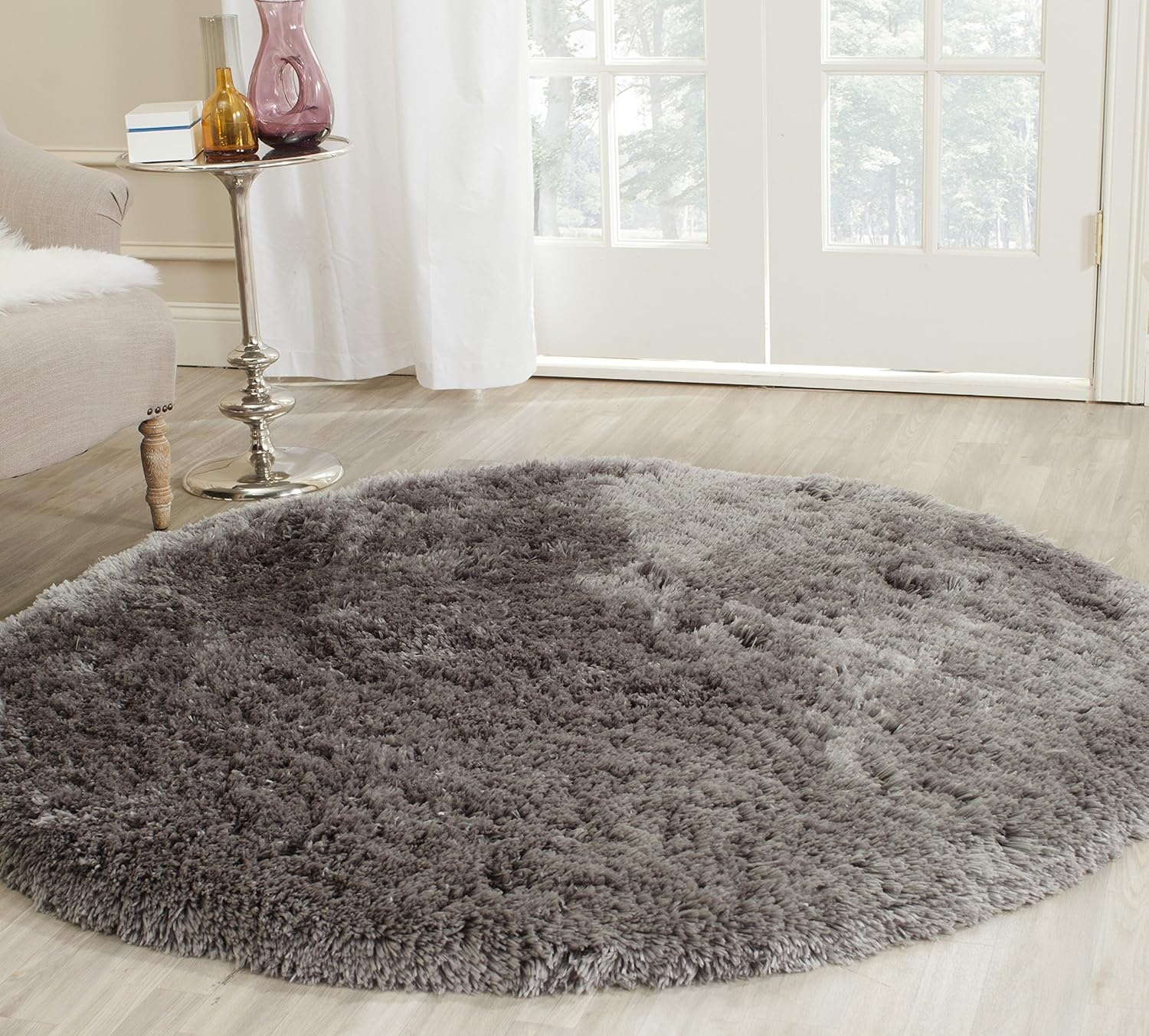 image:imageSAFAVIEH Artic Shag Collection Area Rug 86 x 12 Ivory Handmade Glam 3inch Thick Ideal for High Traffic Areas in Living Room Bedroom SG270AGrey