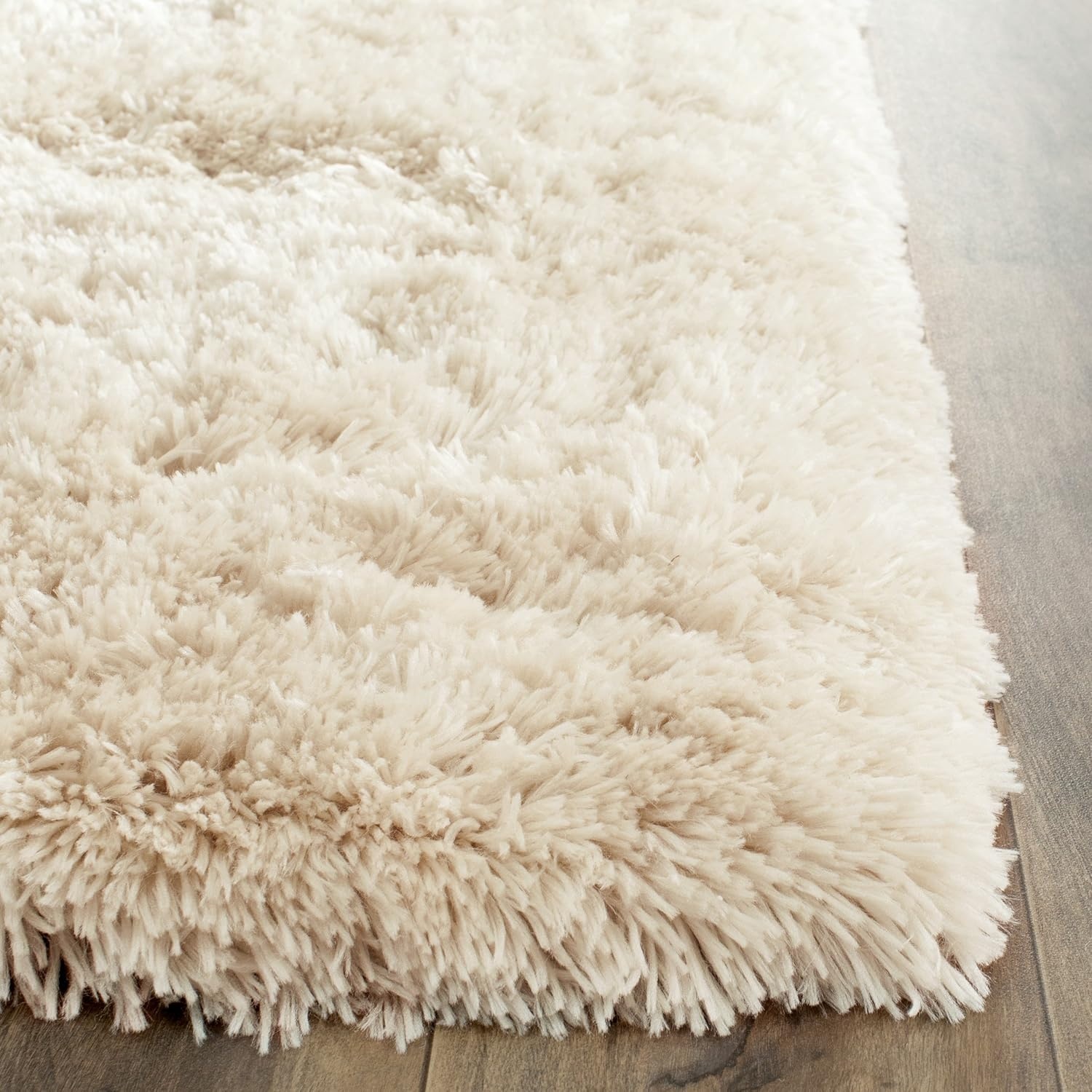 image:imageSAFAVIEH Artic Shag Collection Area Rug 86 x 12 Ivory Handmade Glam 3inch Thick Ideal for High Traffic Areas in Living Room Bedroom SG270ALight Beige