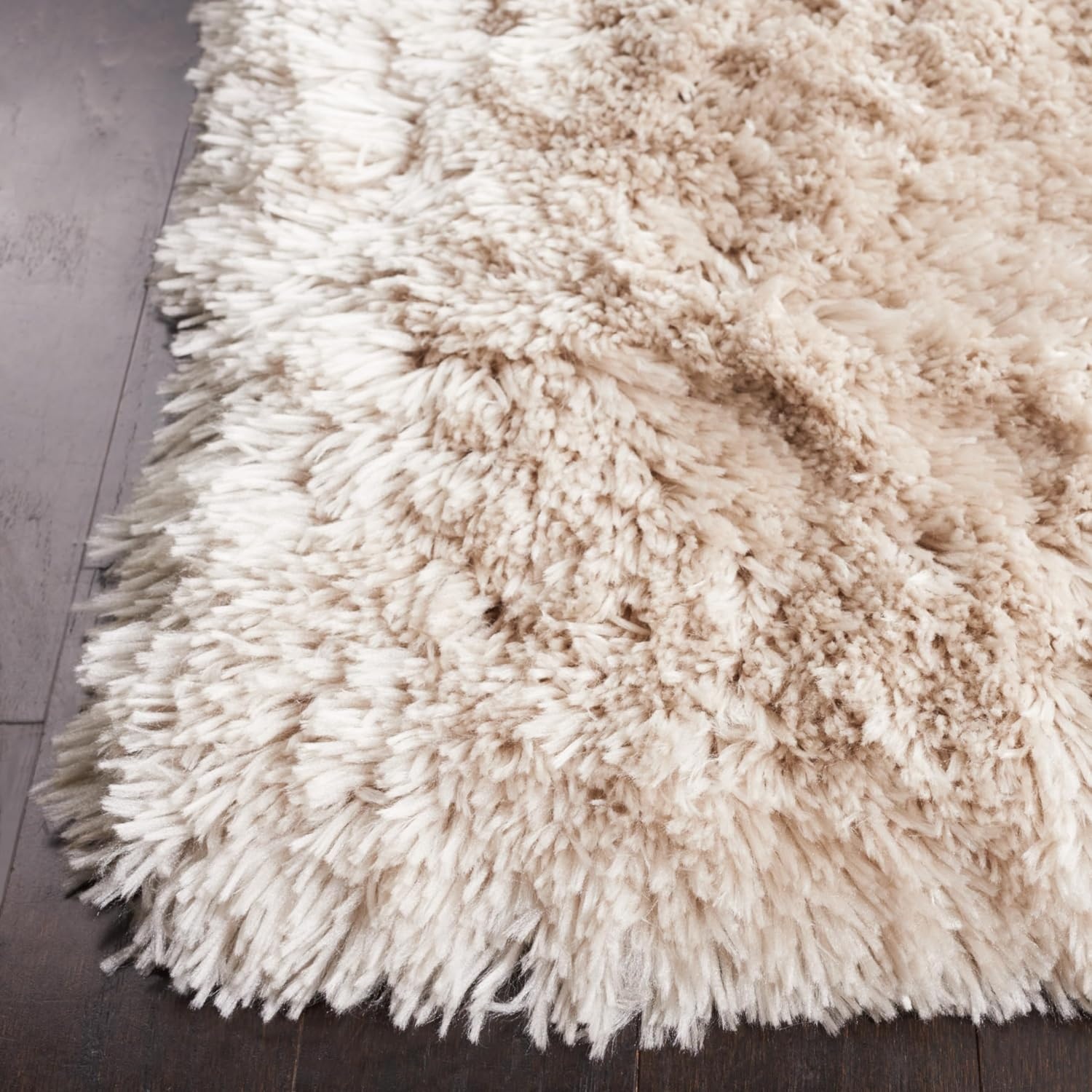 image:imageSAFAVIEH Artic Shag Collection Area Rug 86 x 12 Ivory Handmade Glam 3inch Thick Ideal for High Traffic Areas in Living Room Bedroom SG270ALight Beige