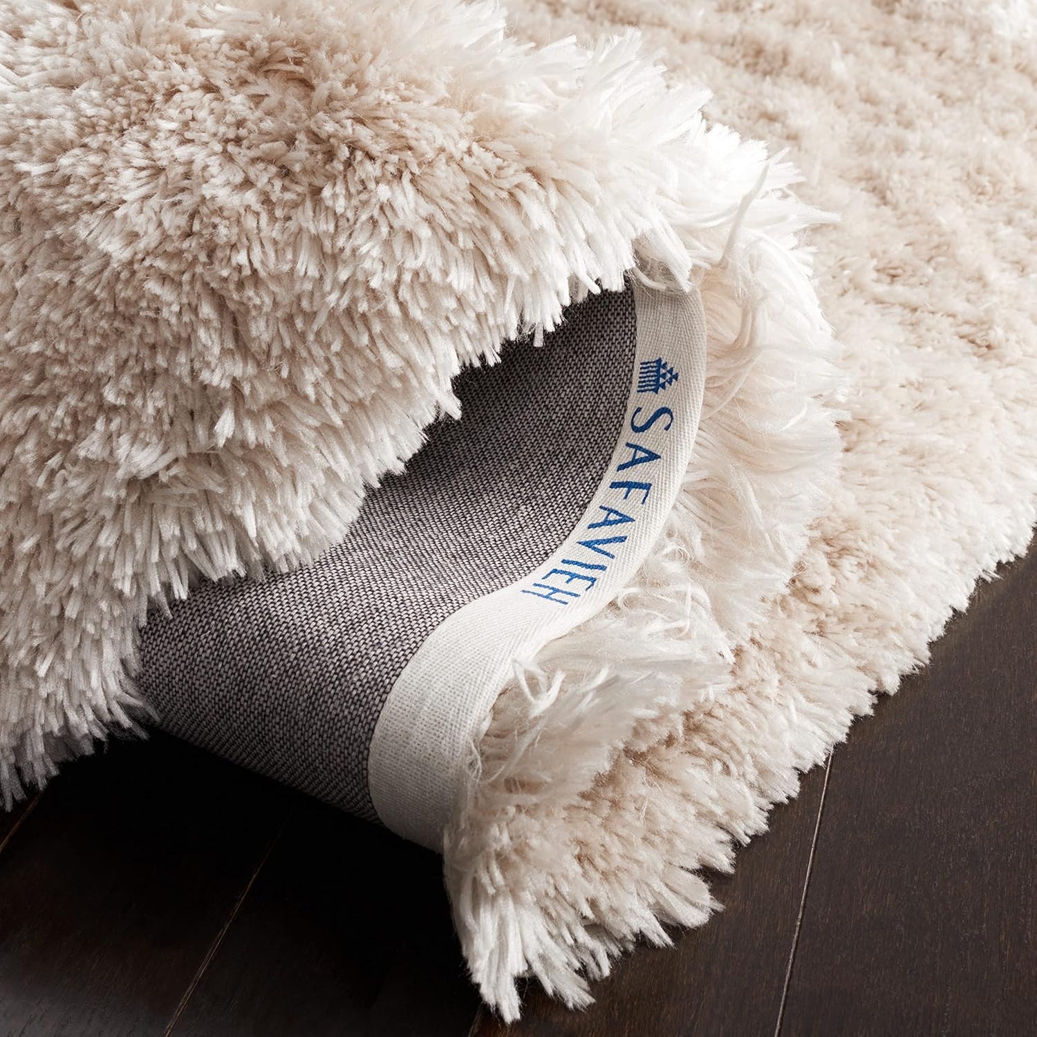 image:imageSAFAVIEH Artic Shag Collection Area Rug 86 x 12 Ivory Handmade Glam 3inch Thick Ideal for High Traffic Areas in Living Room Bedroom SG270ALight Beige