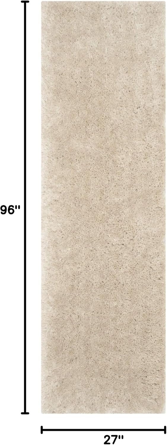 image:imageSAFAVIEH Artic Shag Collection Area Rug 86 x 12 Ivory Handmade Glam 3inch Thick Ideal for High Traffic Areas in Living Room Bedroom SG270ALight Beige