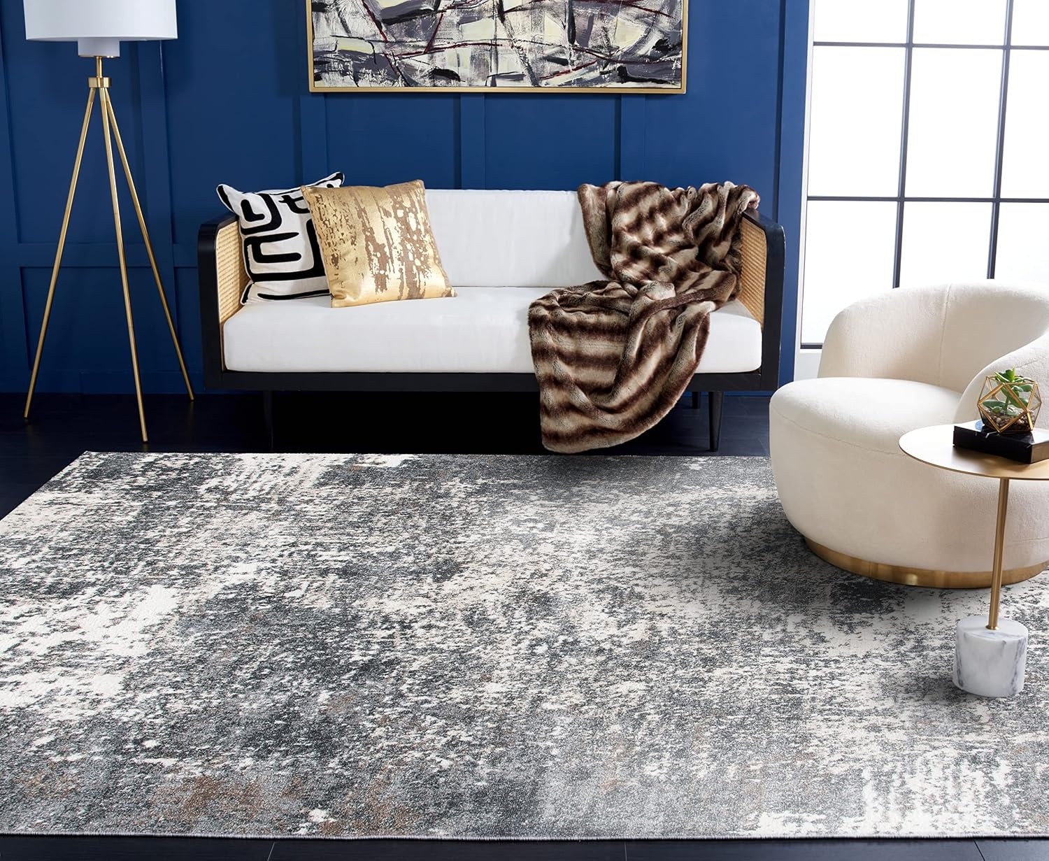 image:imageSAFAVIEH Aston Collection Area Rug 9 x 12 Ivory amp Grey Modern Abstract Design NonShedding amp Easy Care Ideal for High Traffic Areas in Living Room Bedroom ASN705AGreyIvory