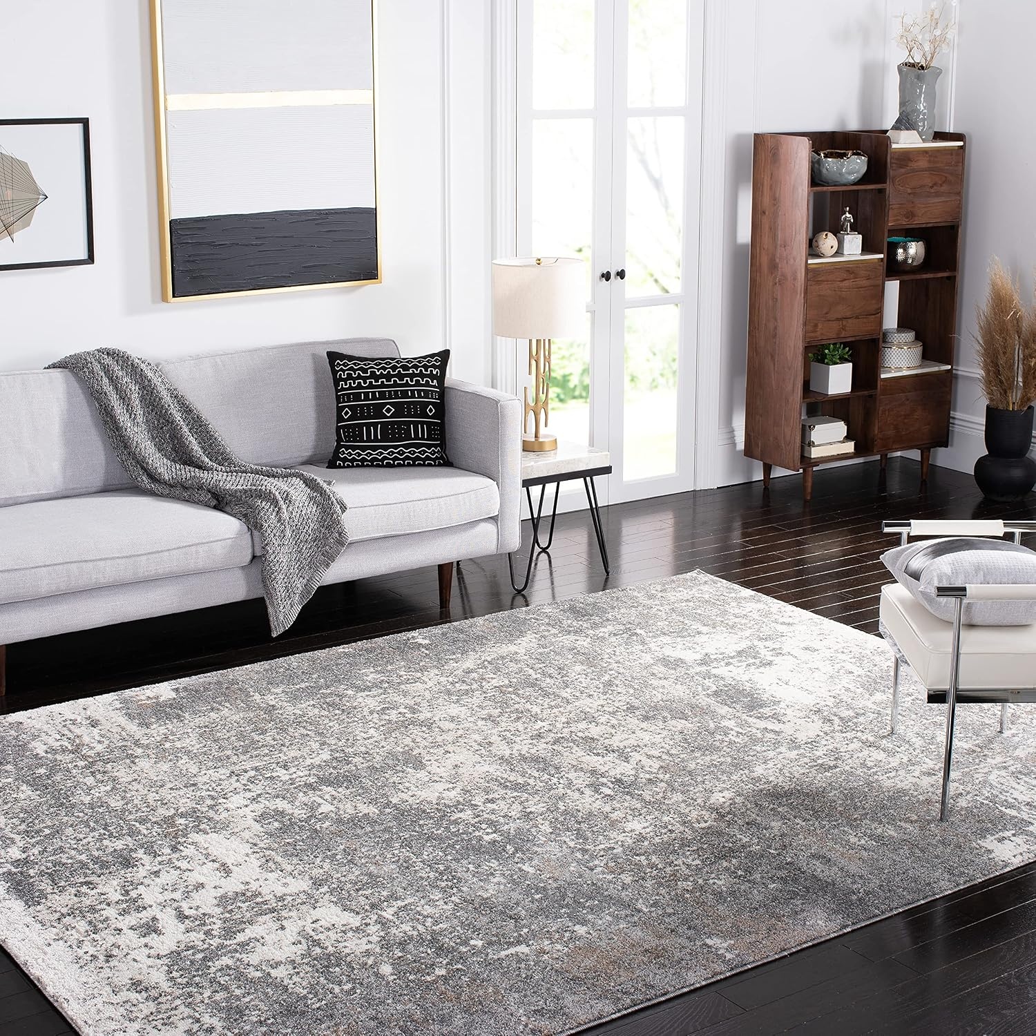 image:imageSAFAVIEH Aston Collection Area Rug 9 x 12 Ivory amp Grey Modern Abstract Design NonShedding amp Easy Care Ideal for High Traffic Areas in Living Room Bedroom ASN705AGreyIvory