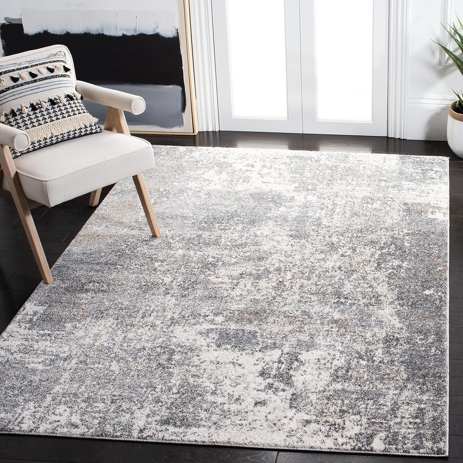 image:imageSAFAVIEH Aston Collection Area Rug 9 x 12 Ivory amp Grey Modern Abstract Design NonShedding amp Easy Care Ideal for High Traffic Areas in Living Room Bedroom ASN705AGreyIvory