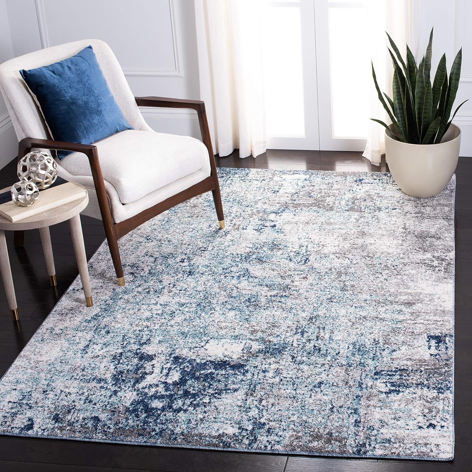 image:imageSAFAVIEH Aston Collection Area Rug 9 x 12 Ivory amp Grey Modern Abstract Design NonShedding amp Easy Care Ideal for High Traffic Areas in Living Room Bedroom ASN705ALight BlueGrey