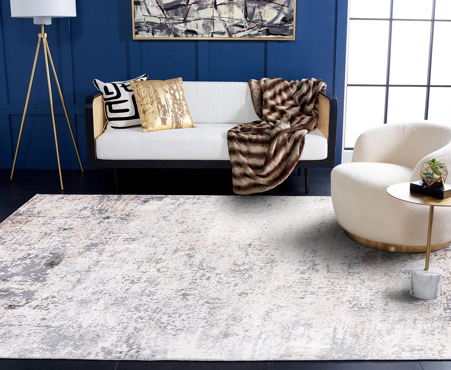 image:imageSAFAVIEH Aston Collection Area Rug 9 x 12 Ivory amp Grey Modern Abstract Design NonShedding amp Easy Care Ideal for High Traffic Areas in Living Room Bedroom ASN705AIvoryGrey