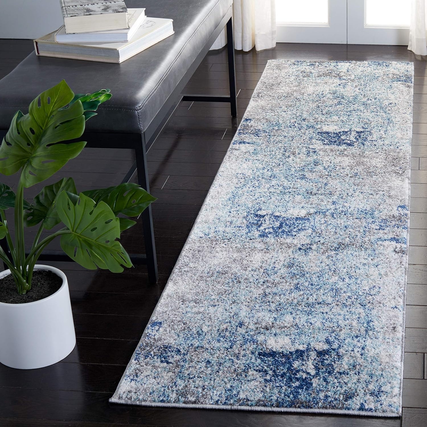 image:imageSAFAVIEH Aston Collection Area Rug 9 x 12 Ivory amp Grey Modern Abstract Design NonShedding amp Easy Care Ideal for High Traffic Areas in Living Room Bedroom ASN705ALight BlueGrey